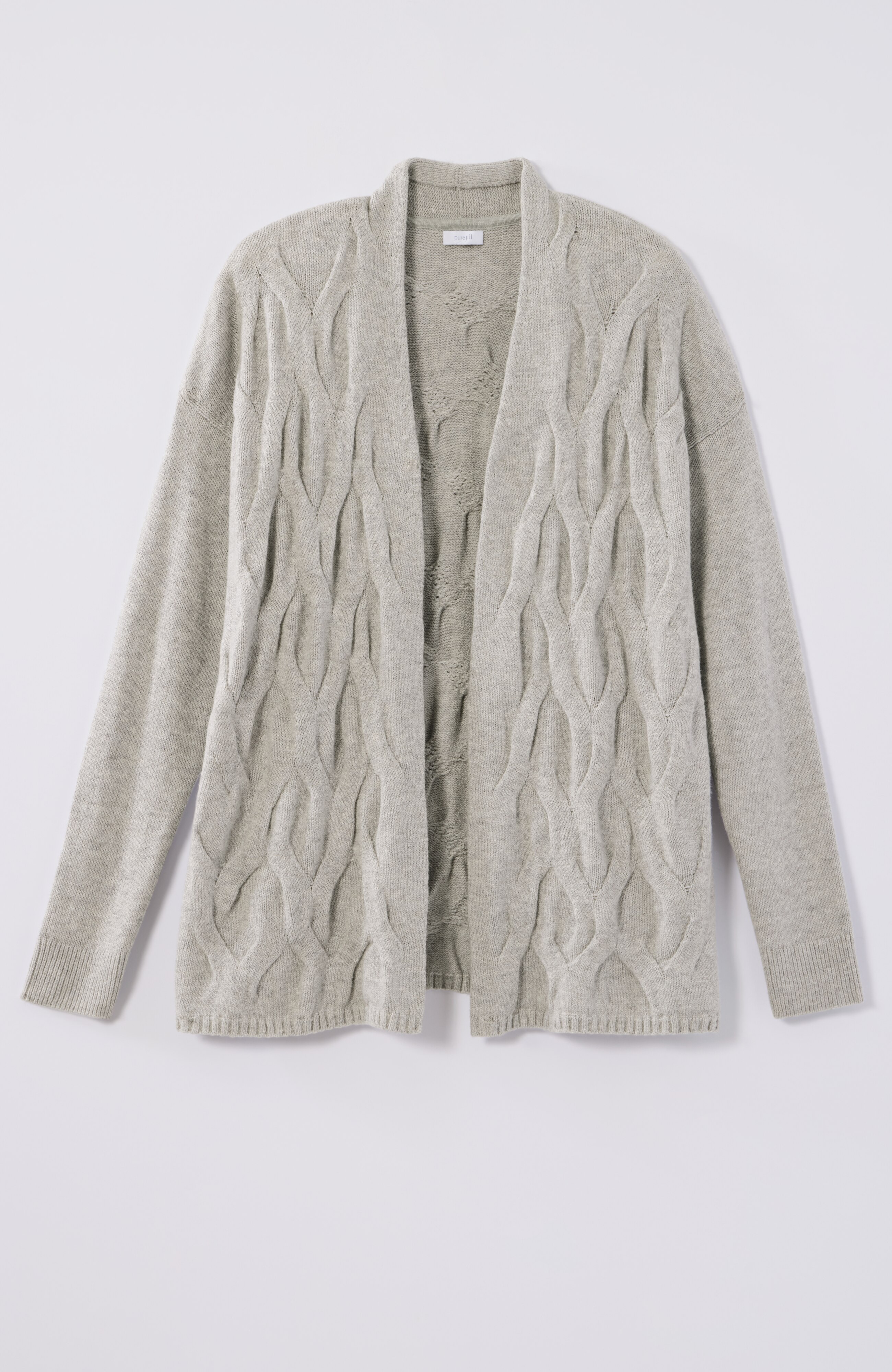 pure jill textured open-front cardi