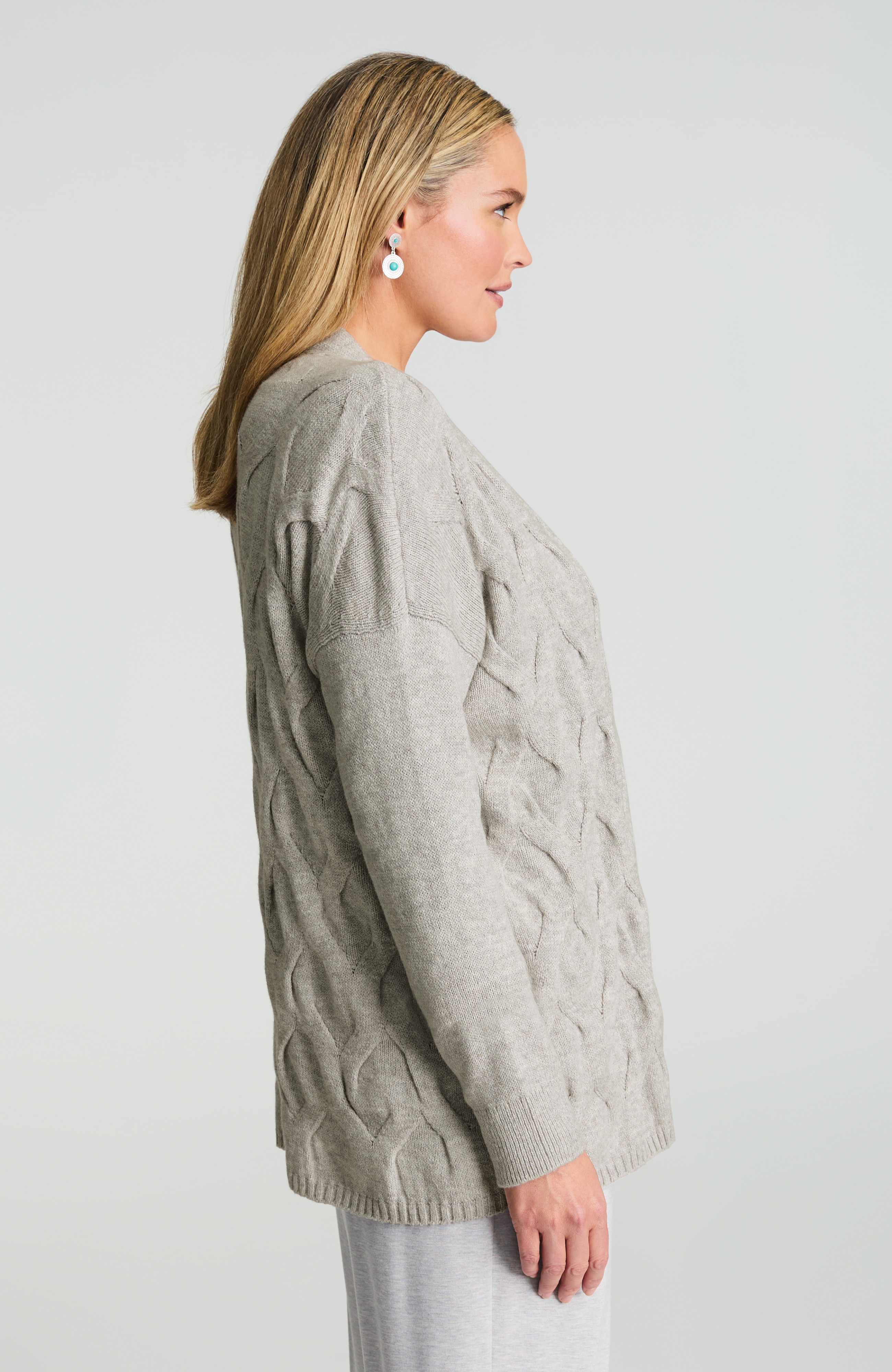 pure jill textured open-front cardi