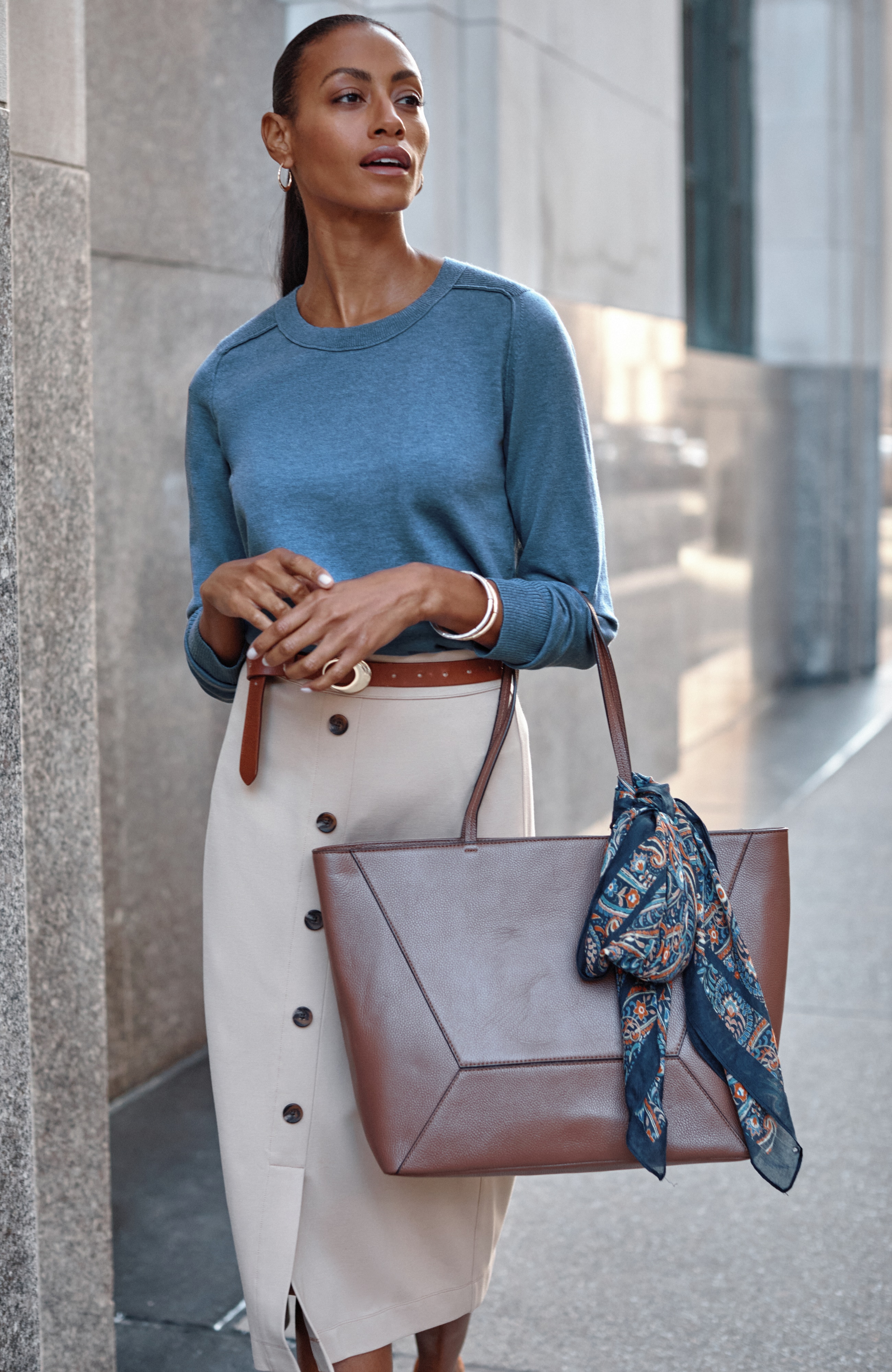 wearever ribbed-shoulder sweater