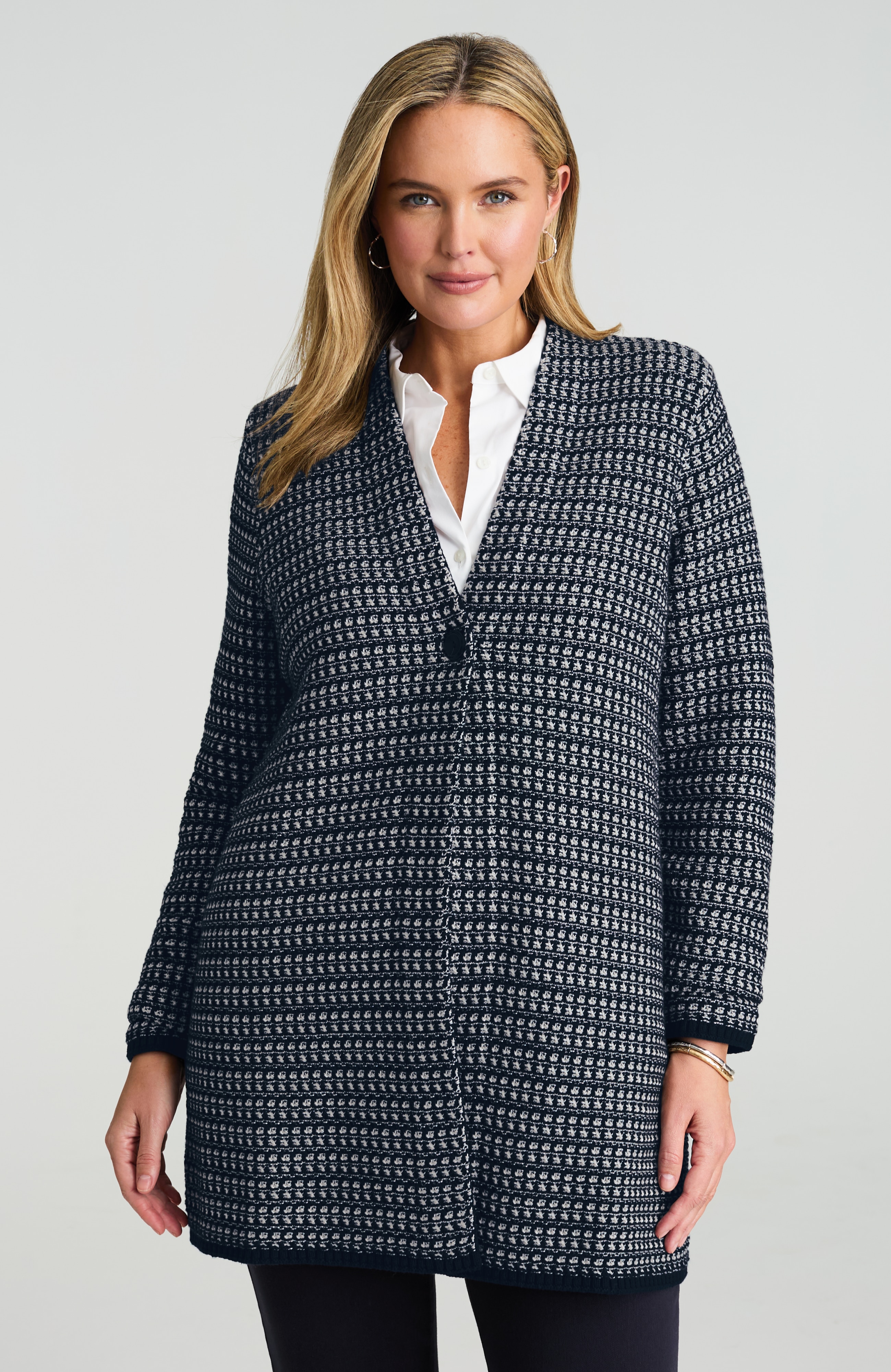 wearever textured one-button cardi