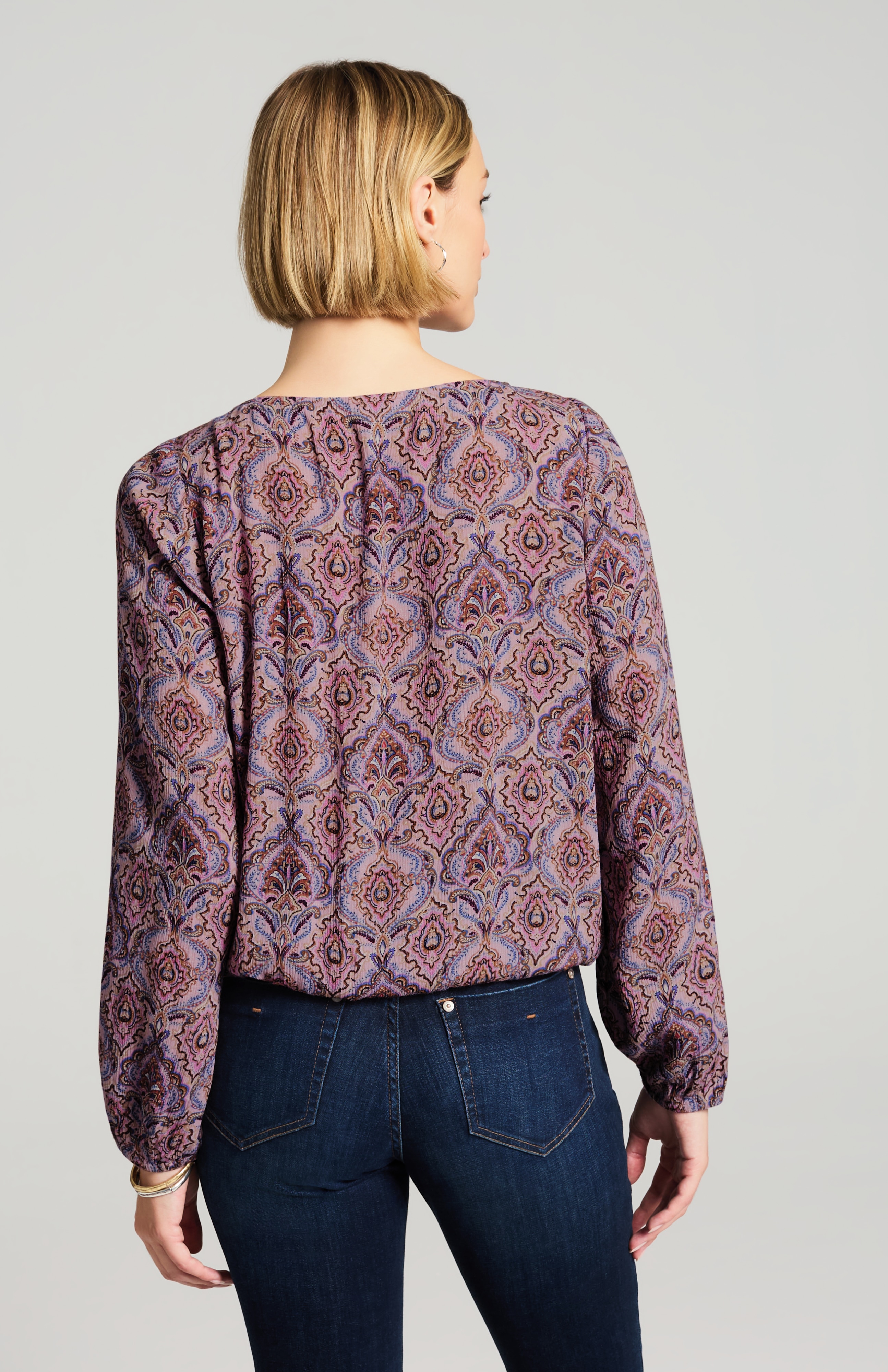 smocked elastic-hem top