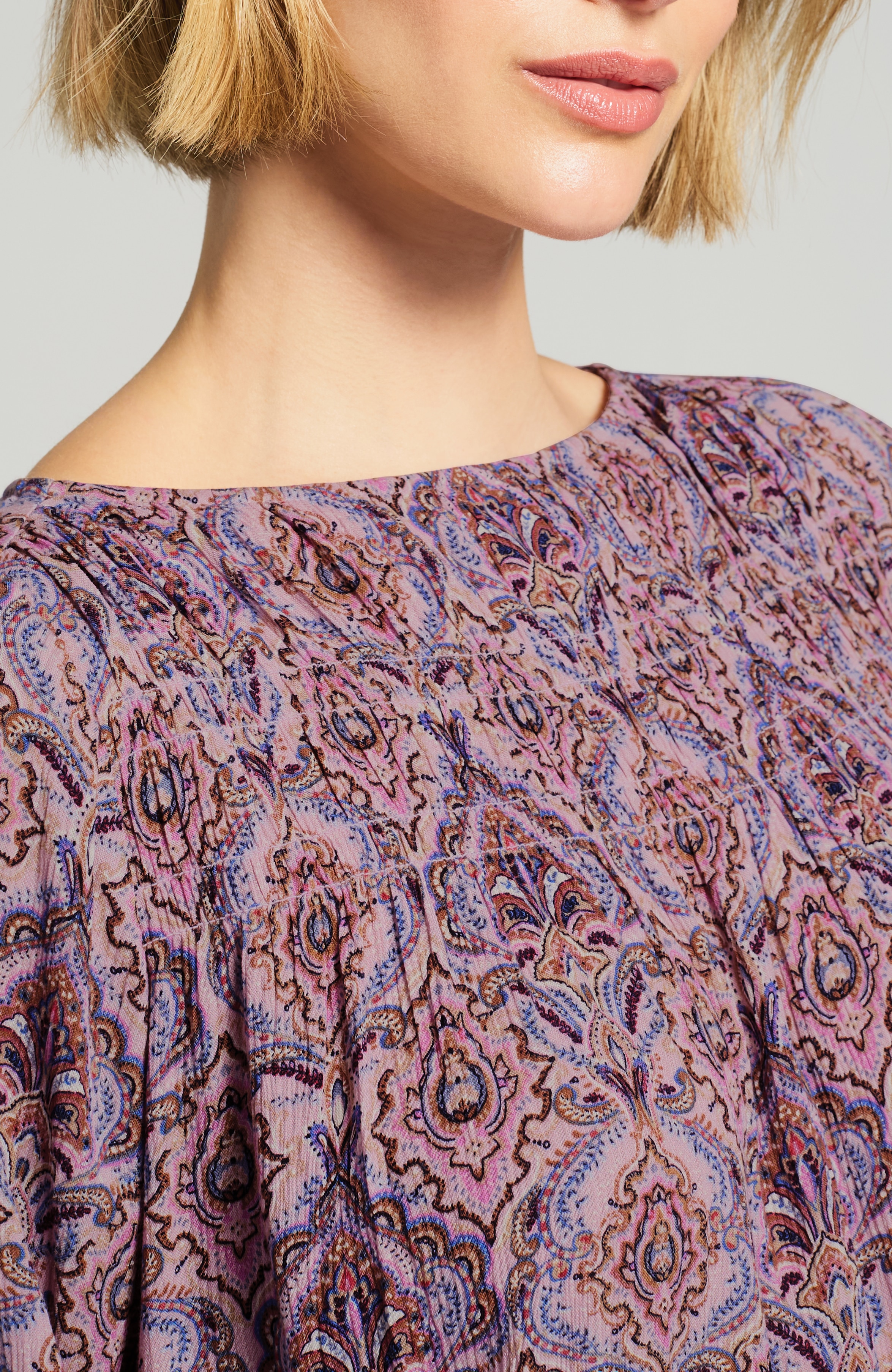 smocked elastic-hem top