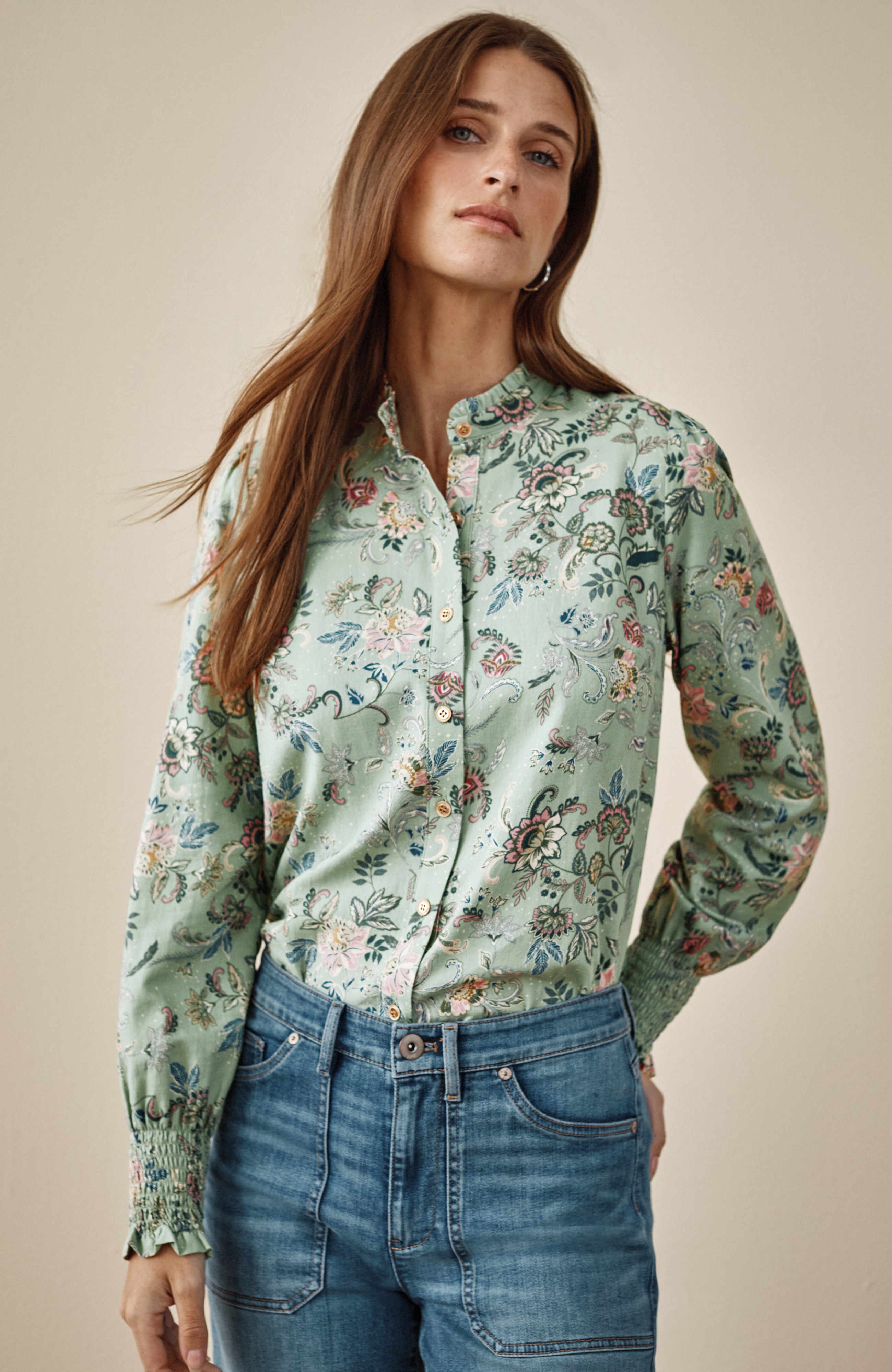 RUFFLED-NECK BLOUSE | JJill