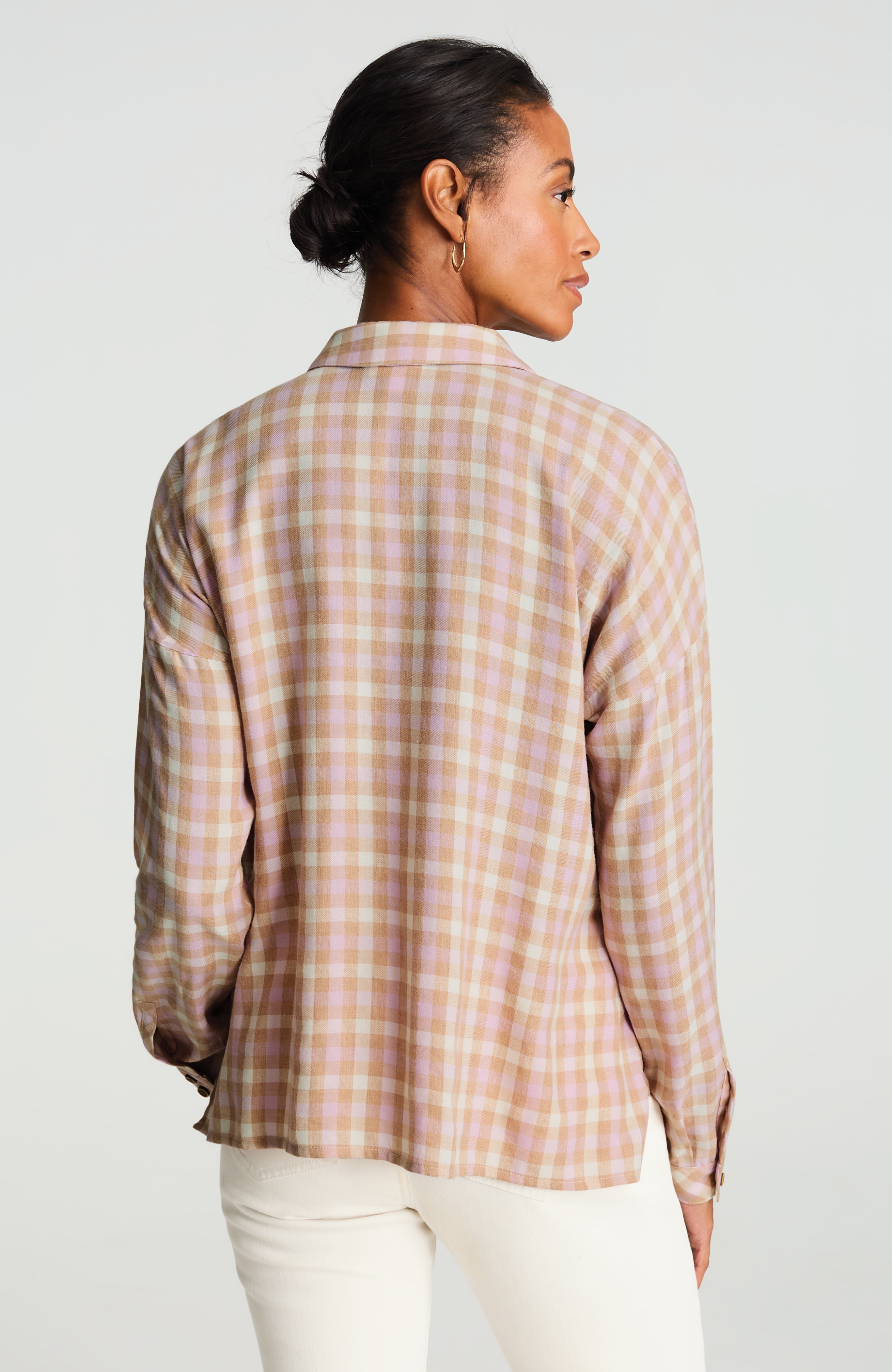 plaid brushed-twill shirt