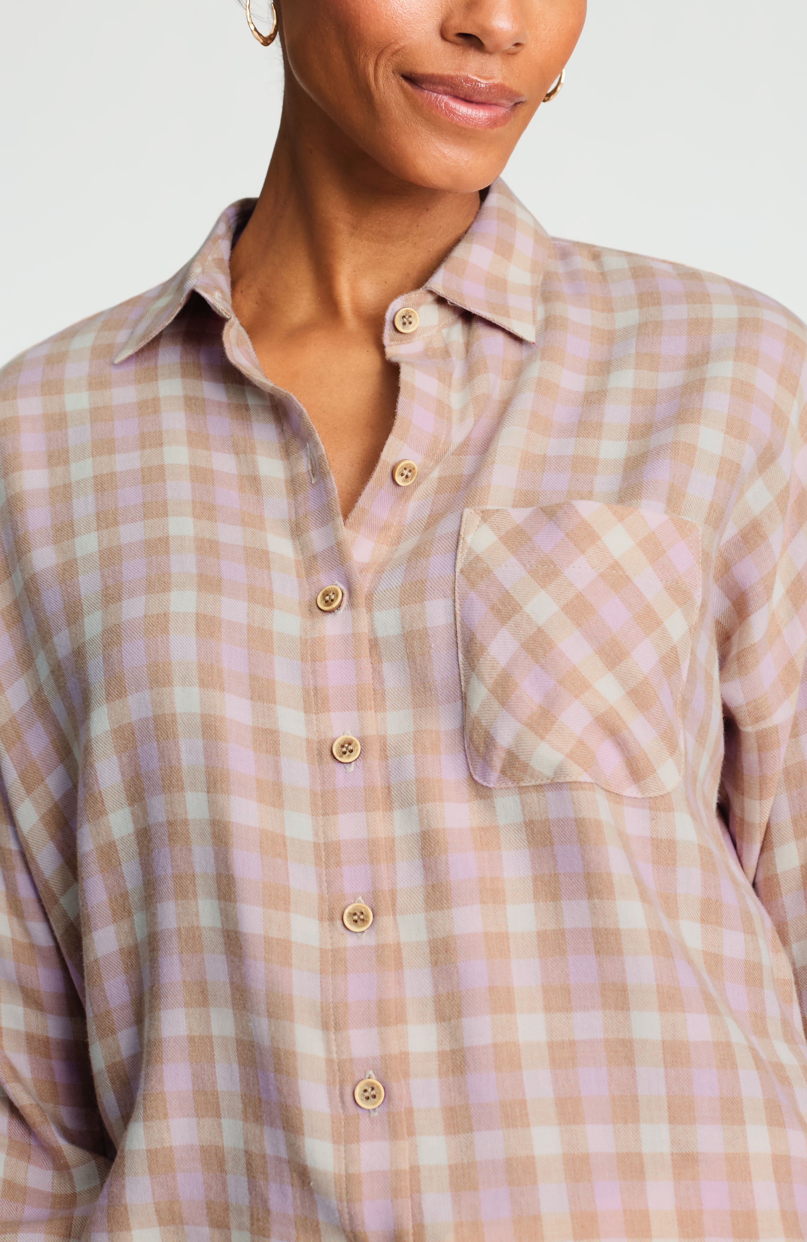 plaid brushed-twill shirt