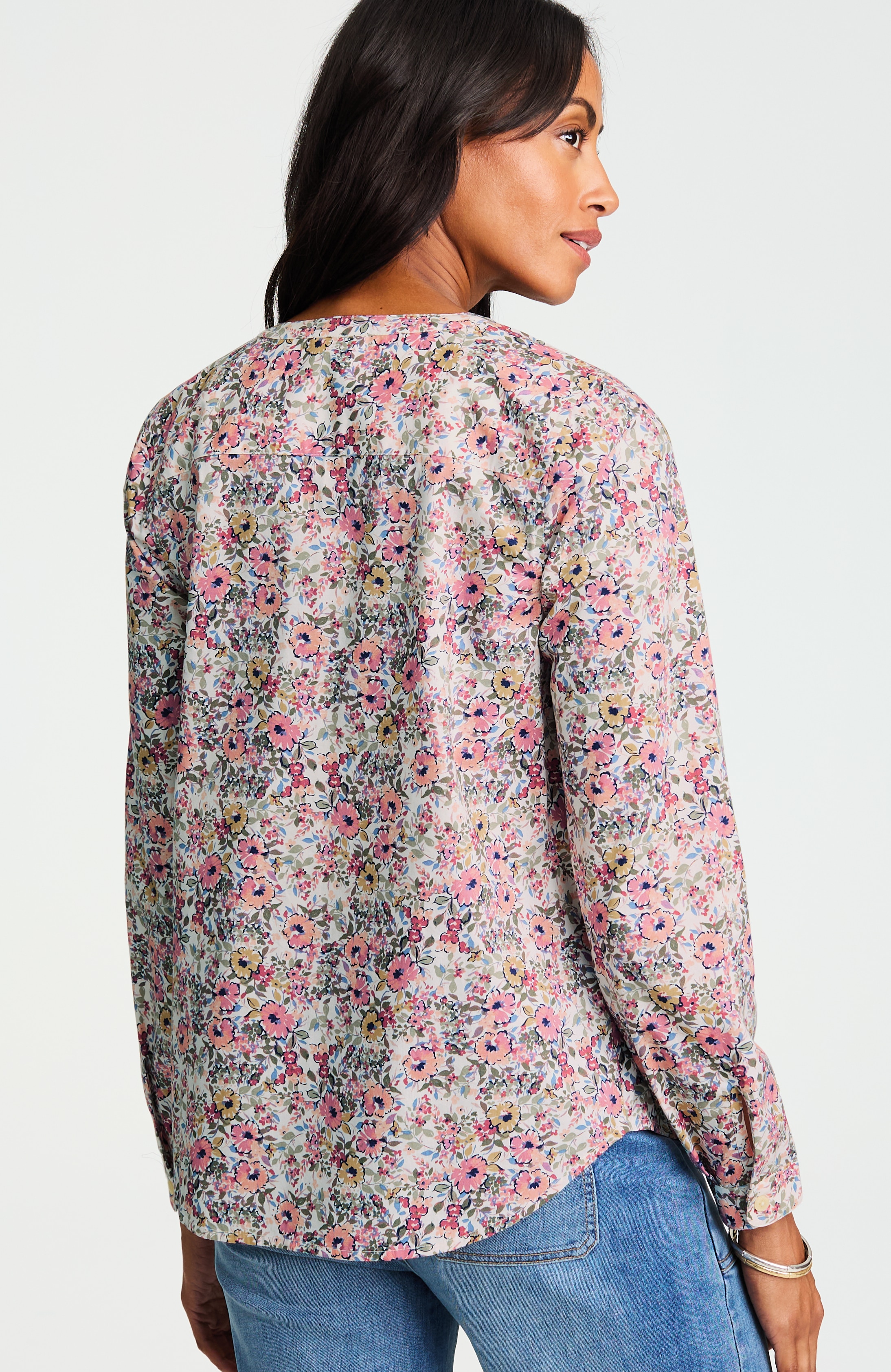 pima cotton band-collar shirt