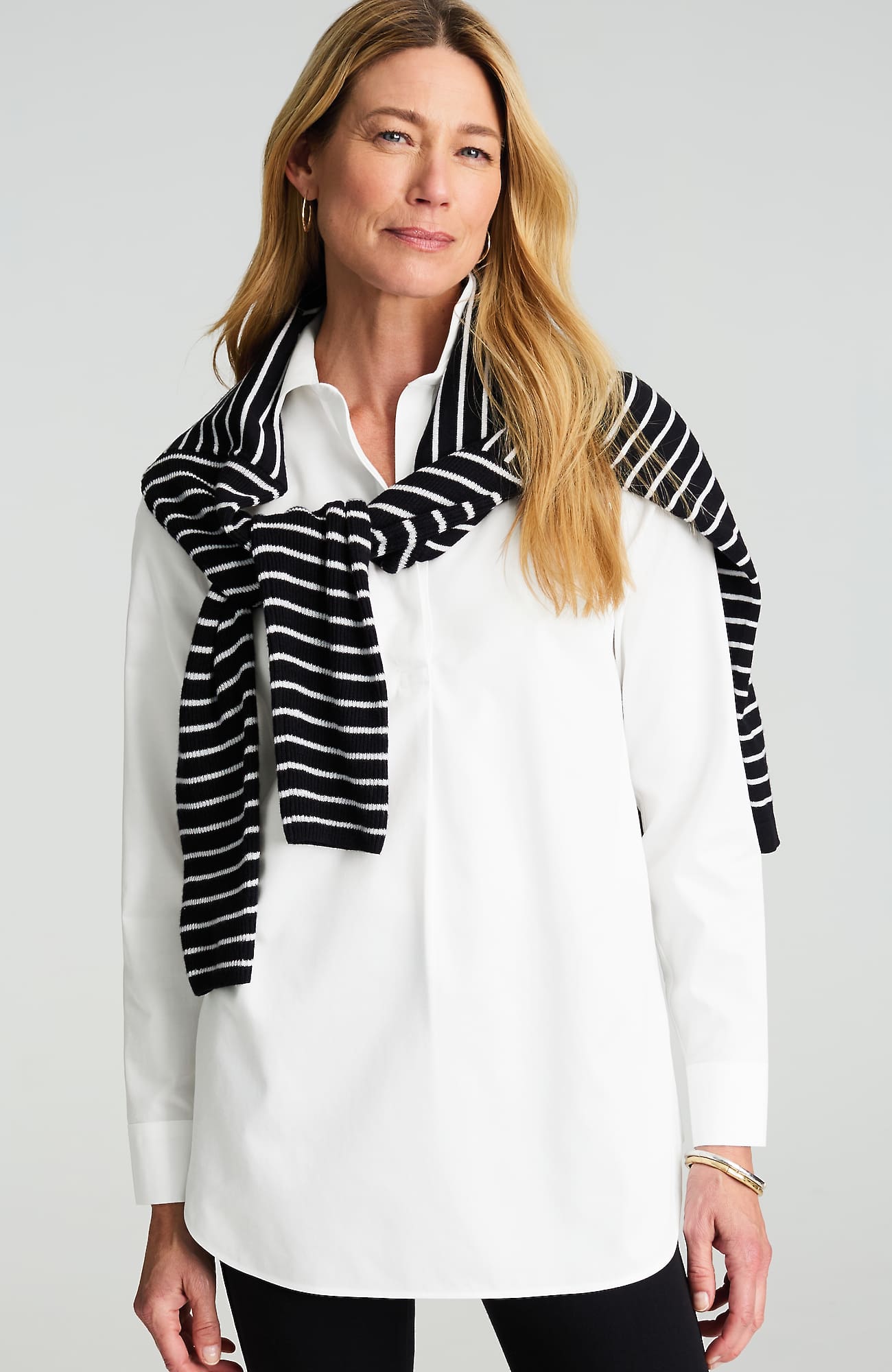 Jjill Petite Non-iron Popover Tunic In White
