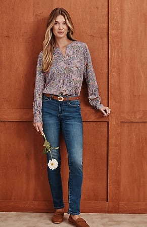 Image for Paisley-Printed Satin Top