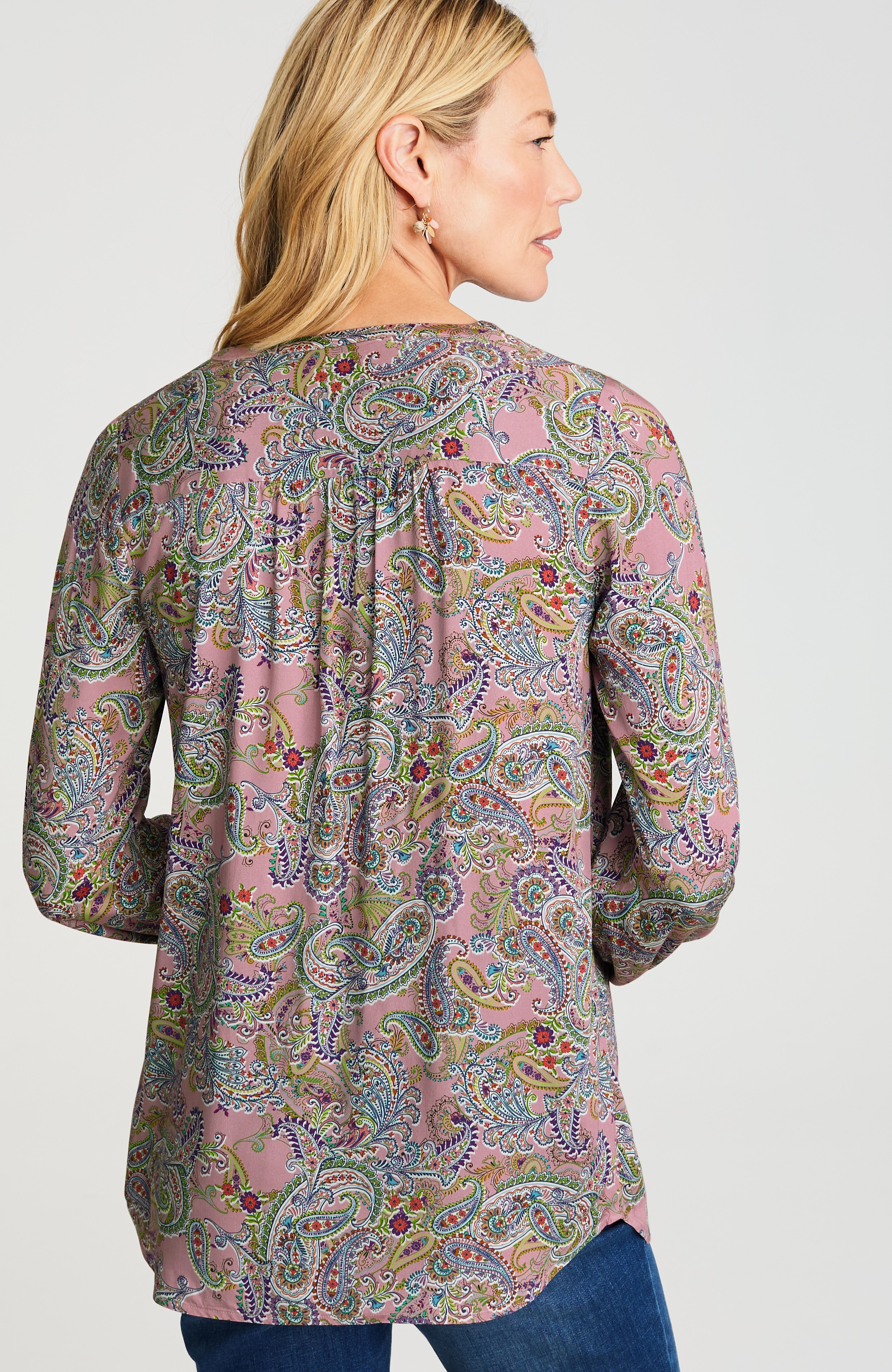paisley-printed satin top