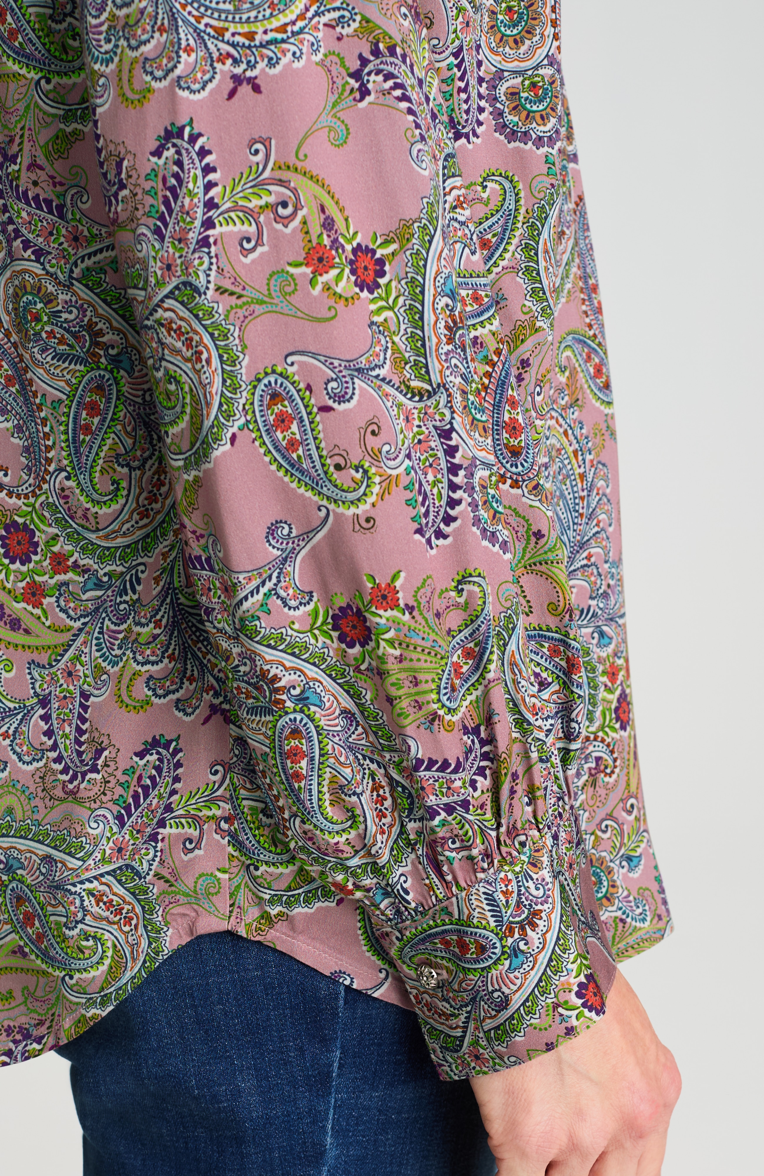 paisley-printed satin top