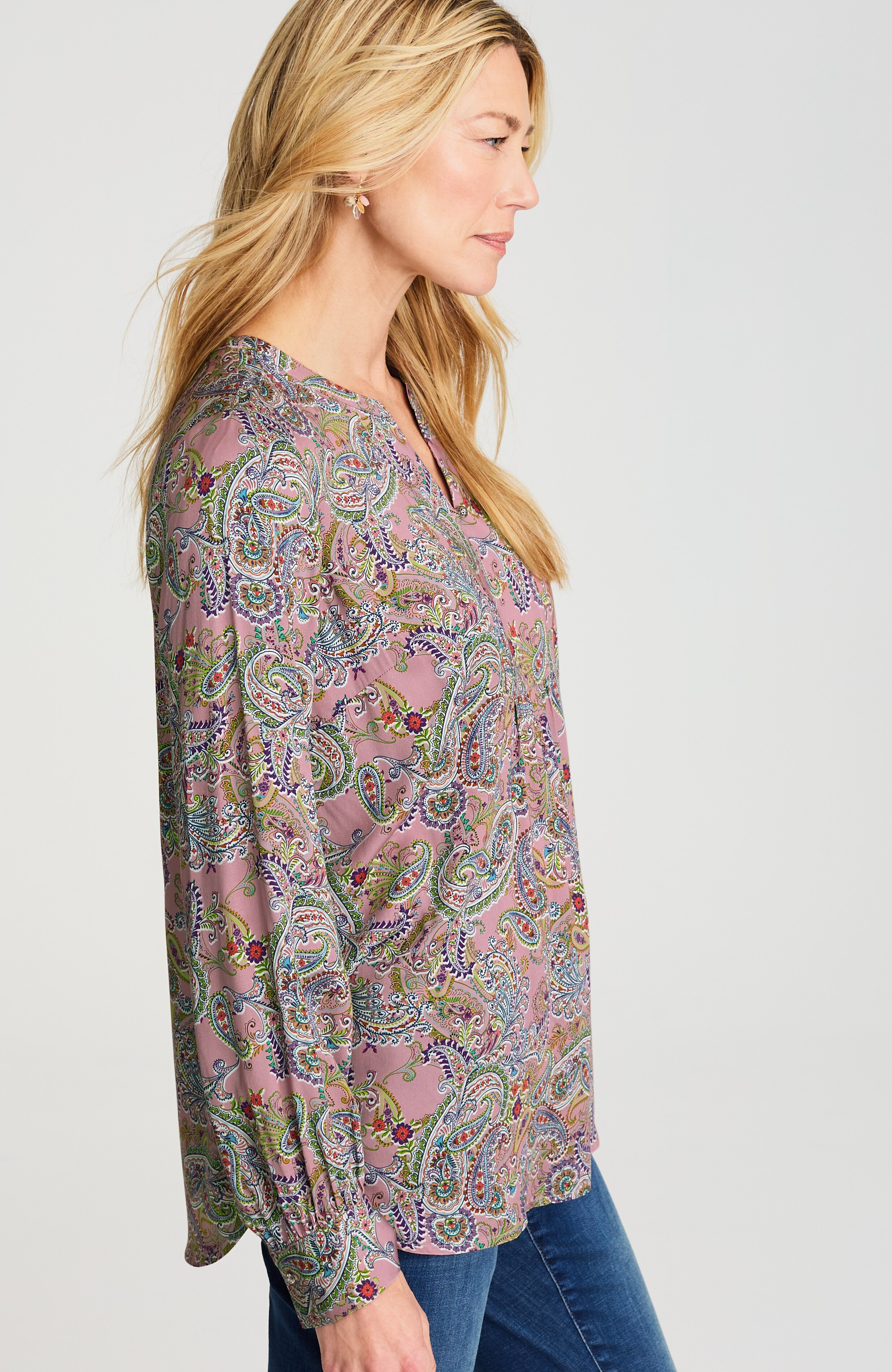 paisley-printed satin top