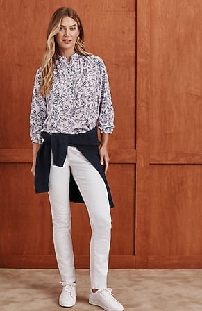 Image for Bird-Printed Satin Top