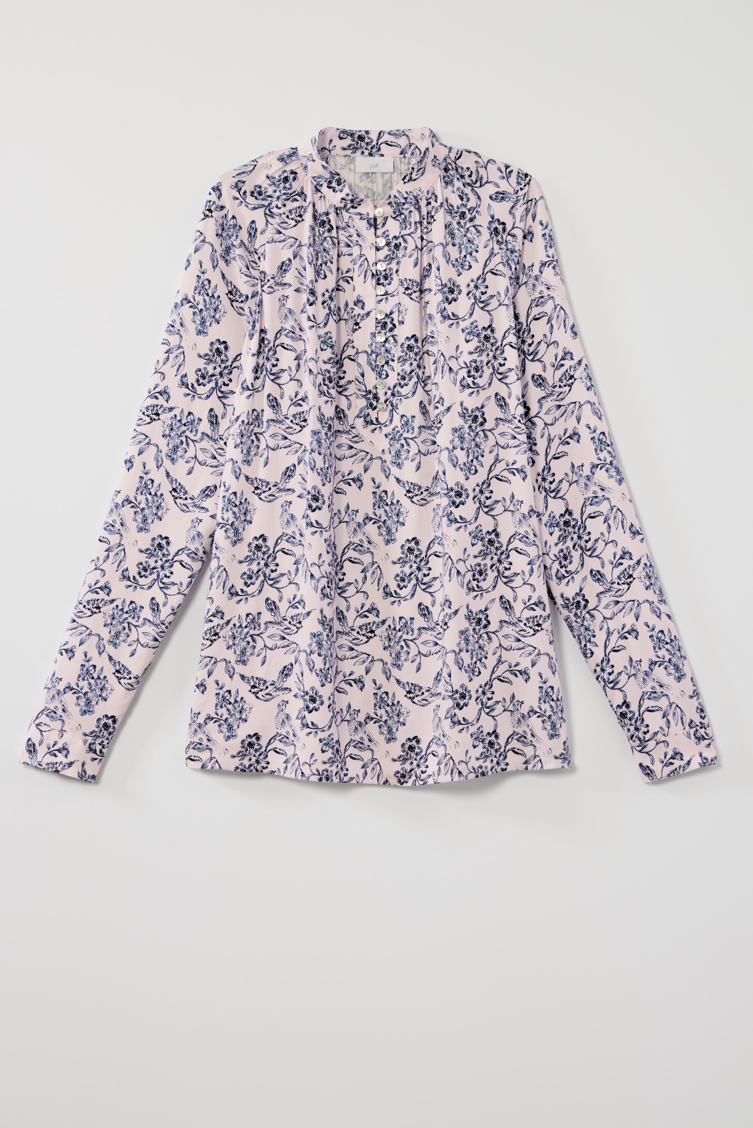 bird-printed satin top