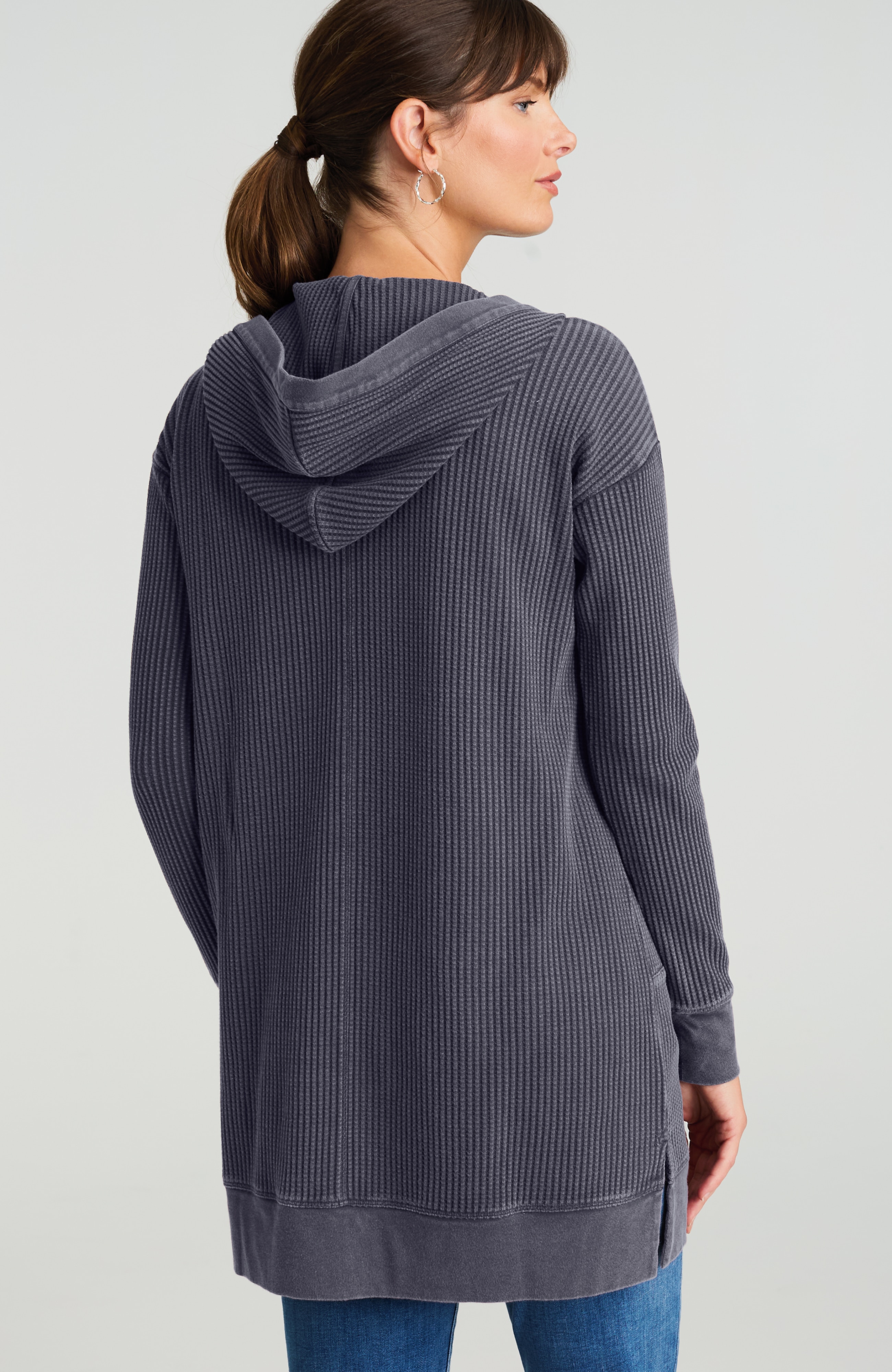 pure jill waffle hooded jacket