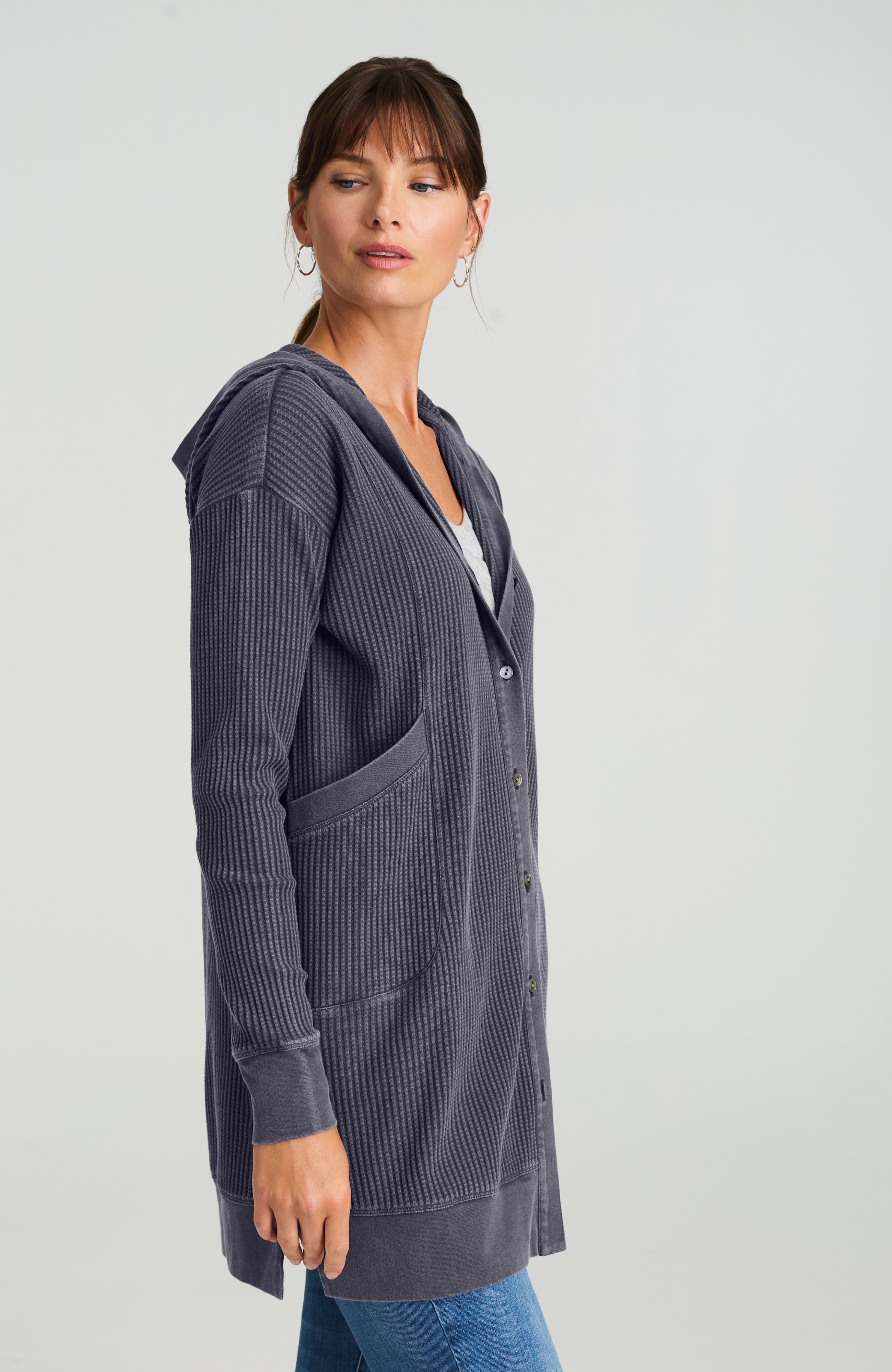 pure jill waffle hooded jacket