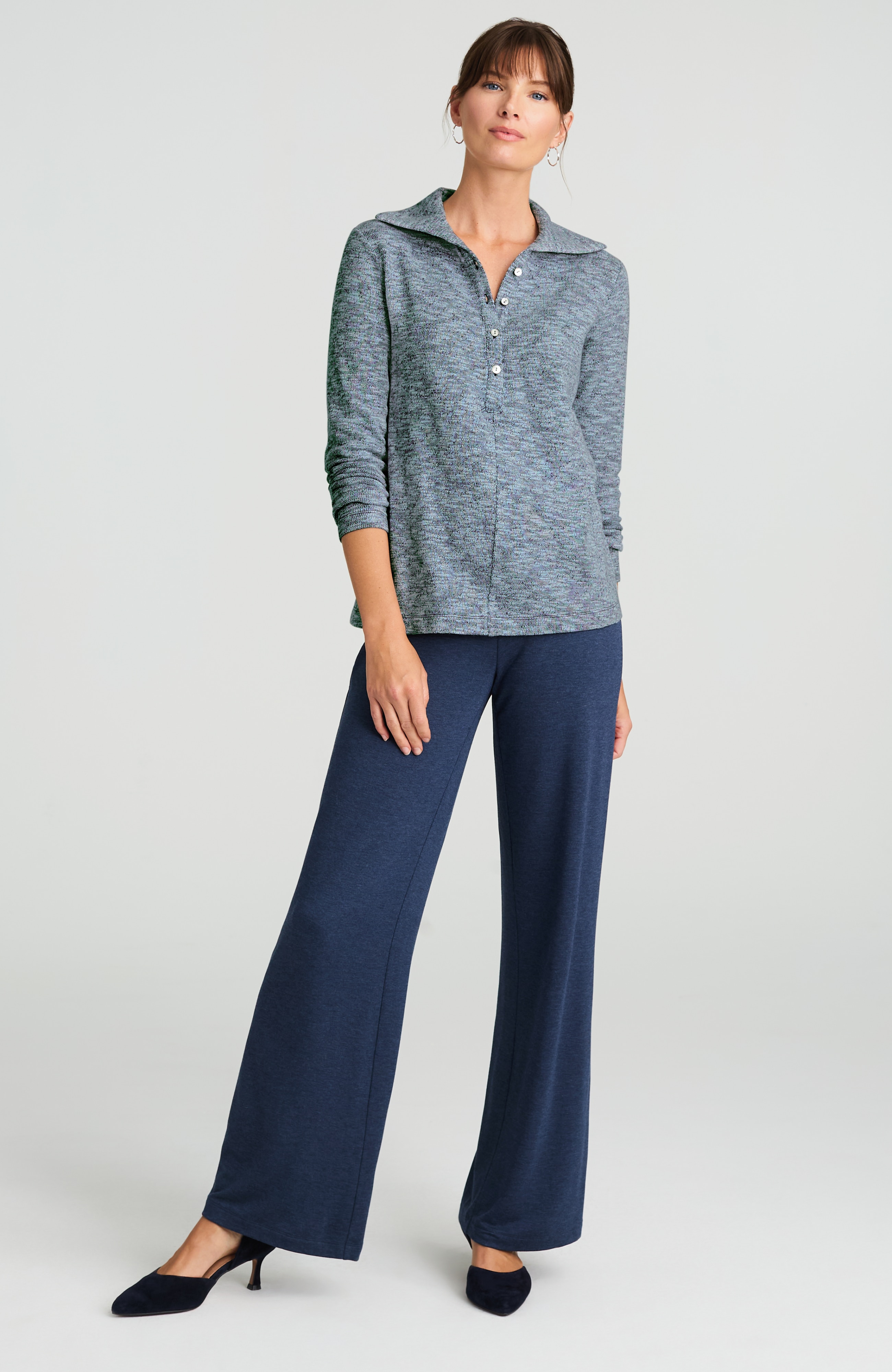 pure jill marl slub collared top