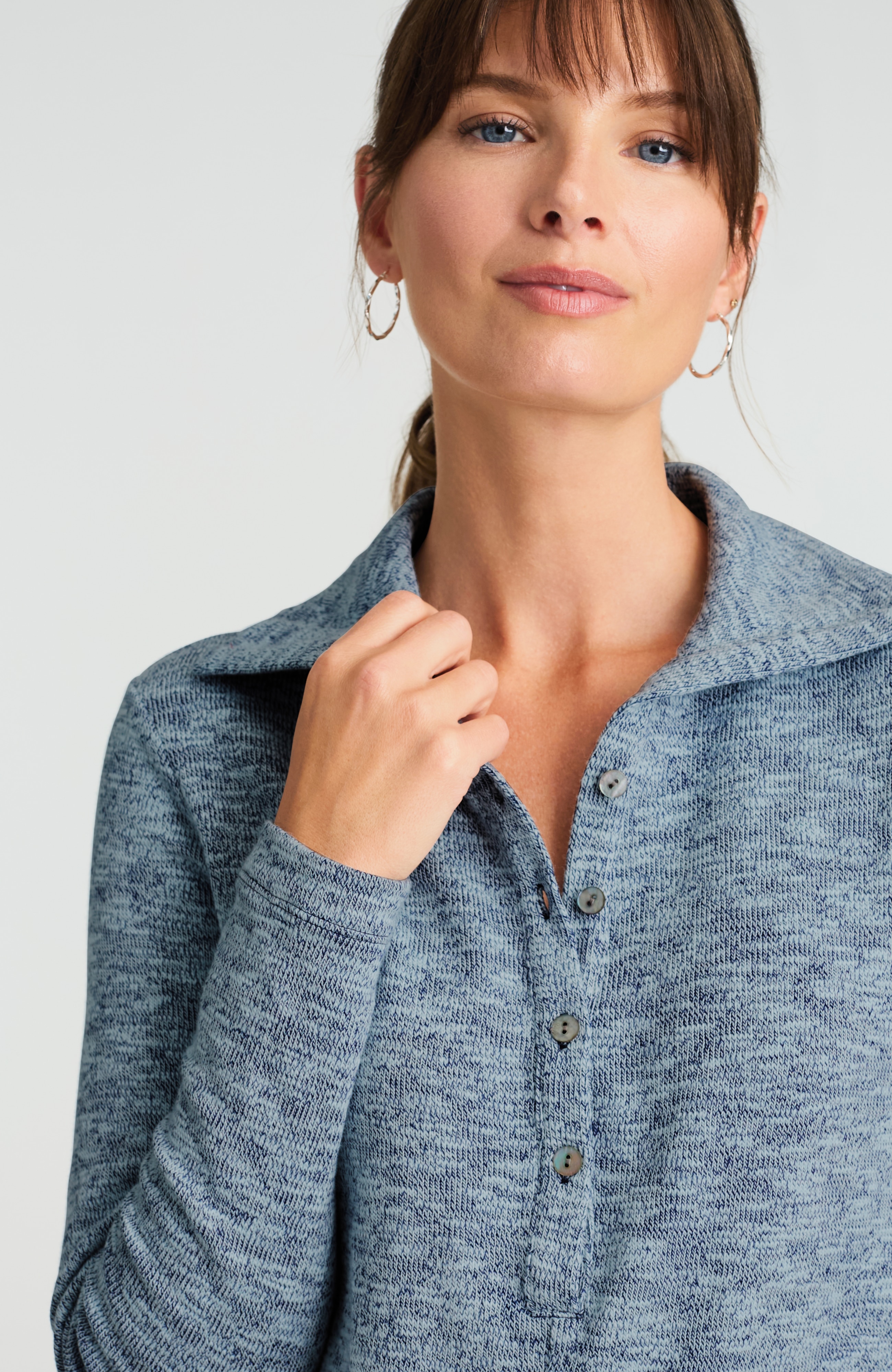 pure jill marl slub collared top