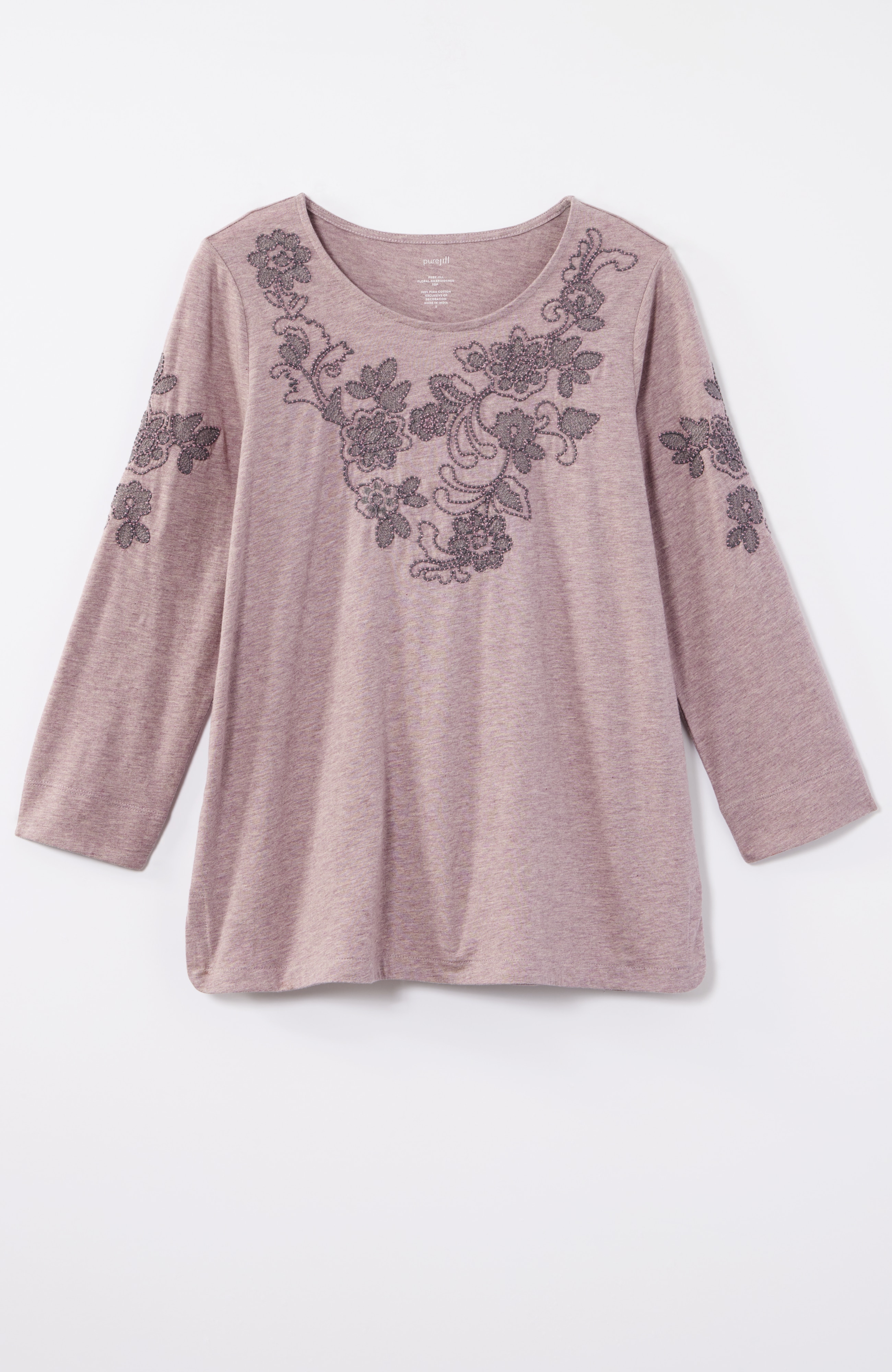 pure jill floral-embroidered top