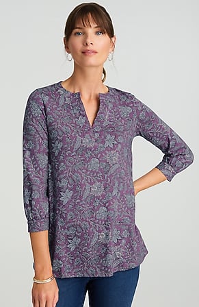 Image for Pure Jill Printed Split-Neck Top
