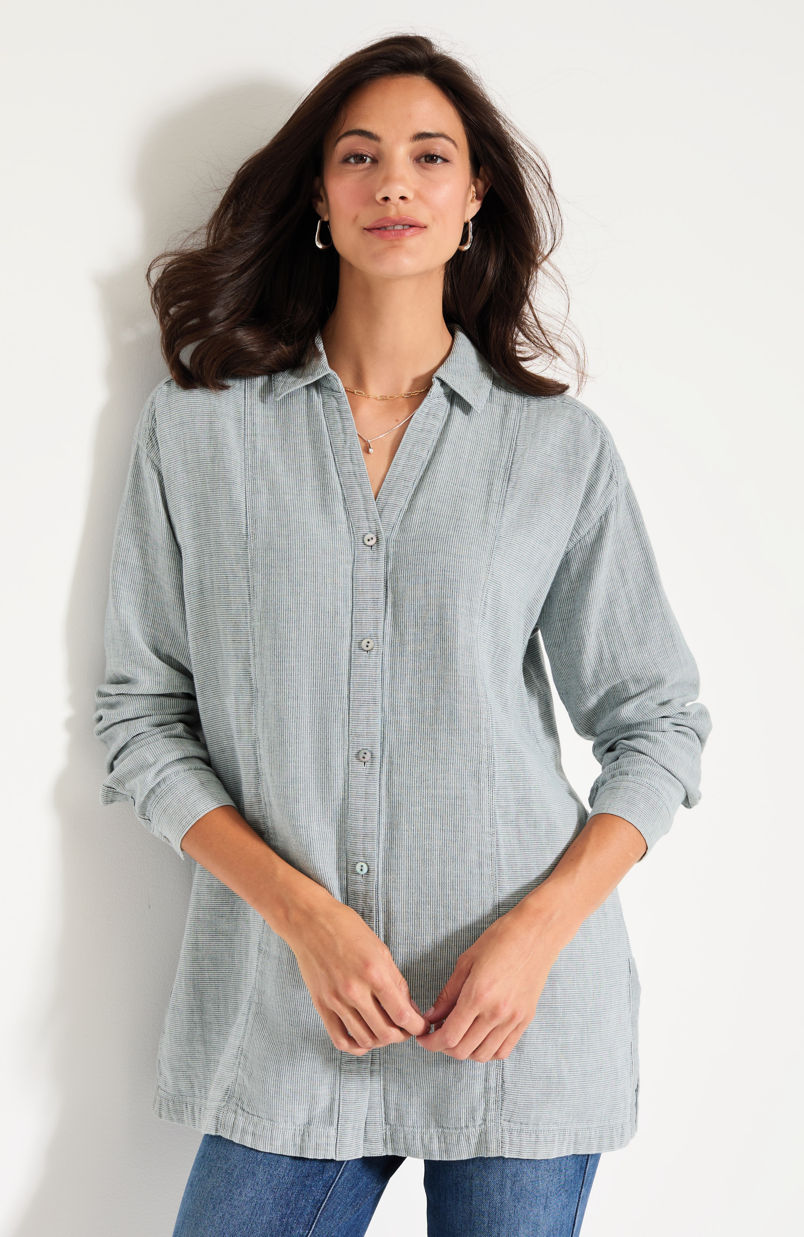Pure Jill Indigo Double-Cloth Tunic