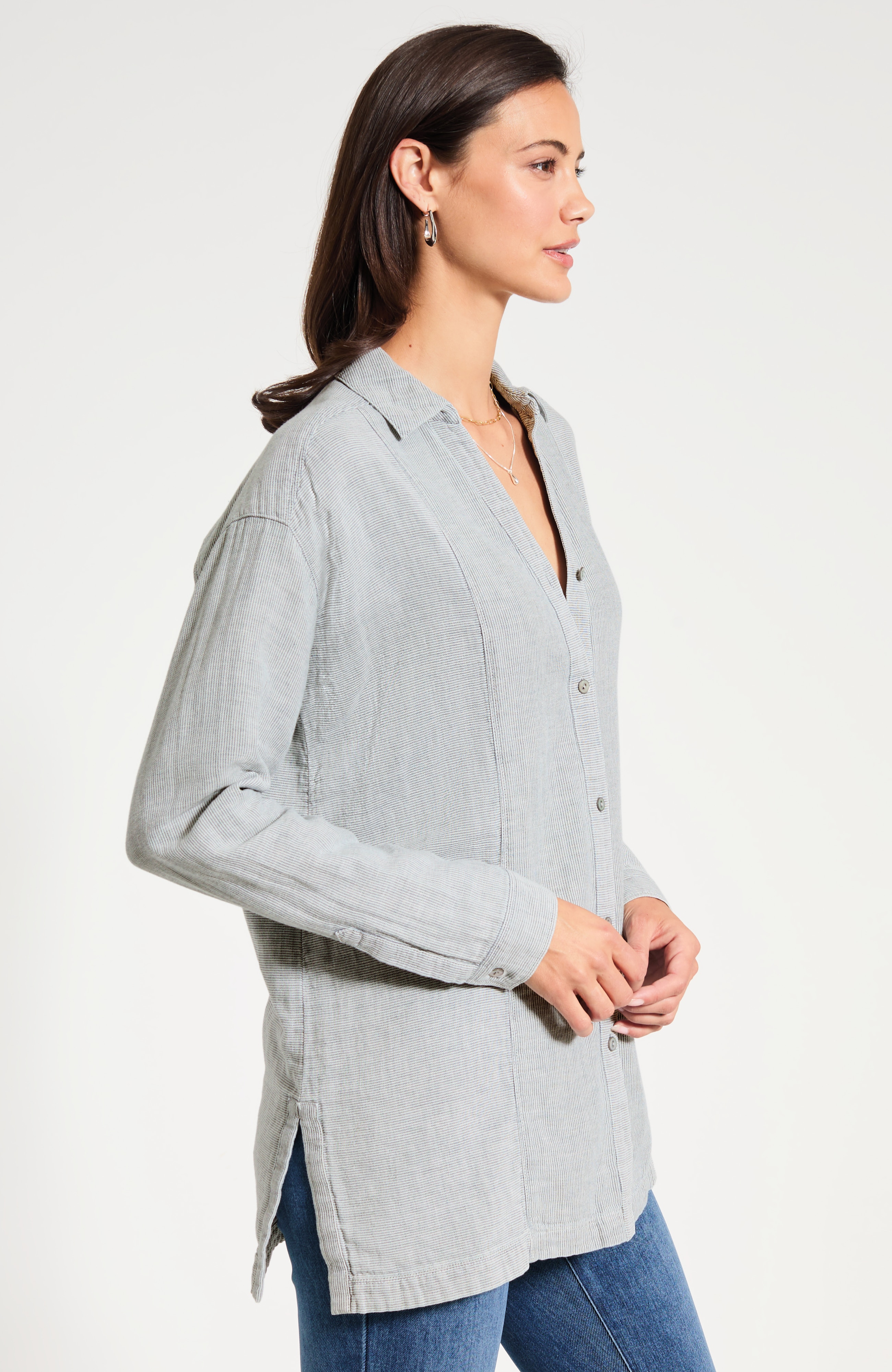 Pure Jill Indigo Double-Cloth Tunic