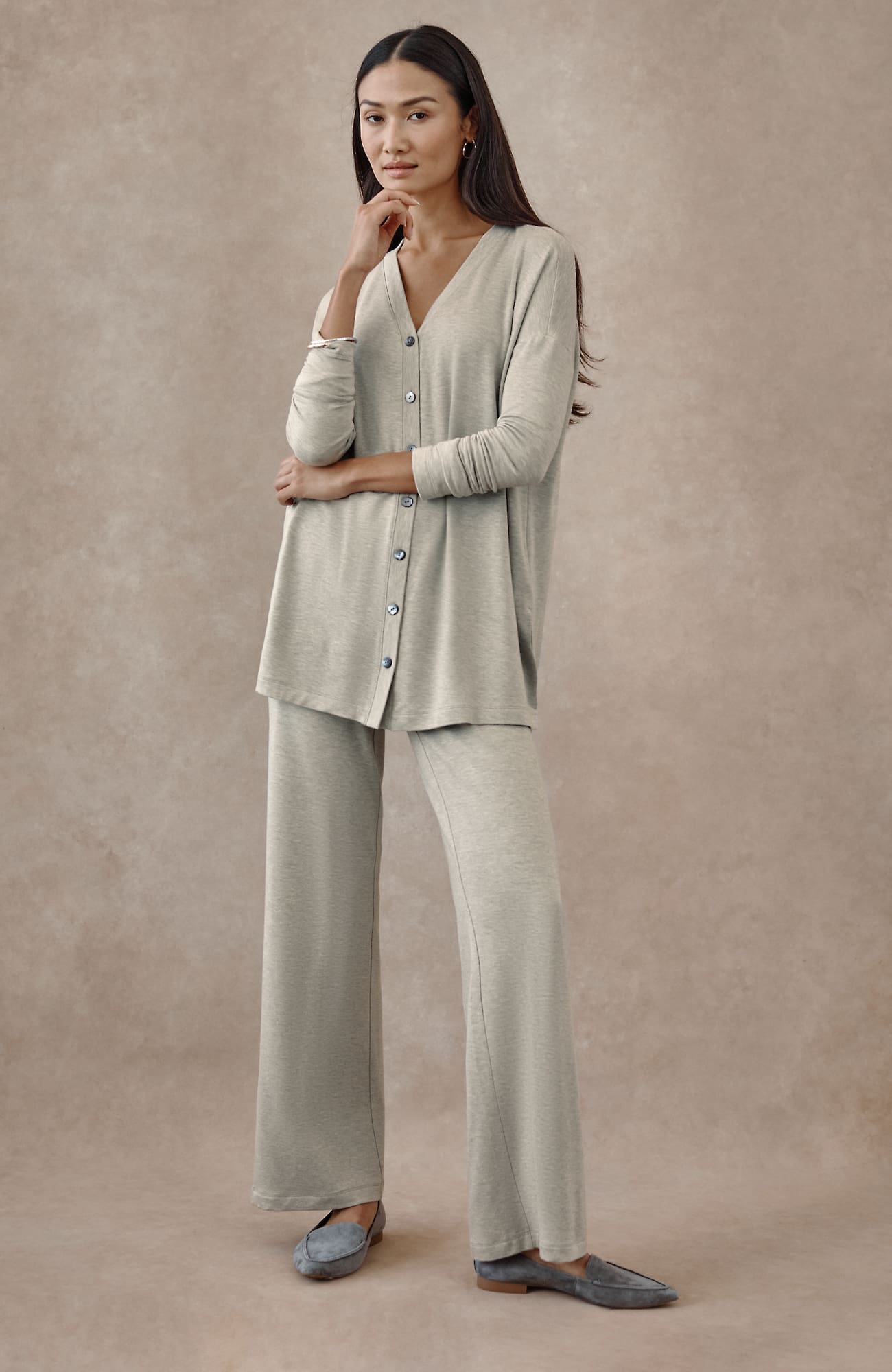 Women's Pure Jill Tranquility Wide-Leg Pants (Zinc Heather) (Size: L) J. Jill