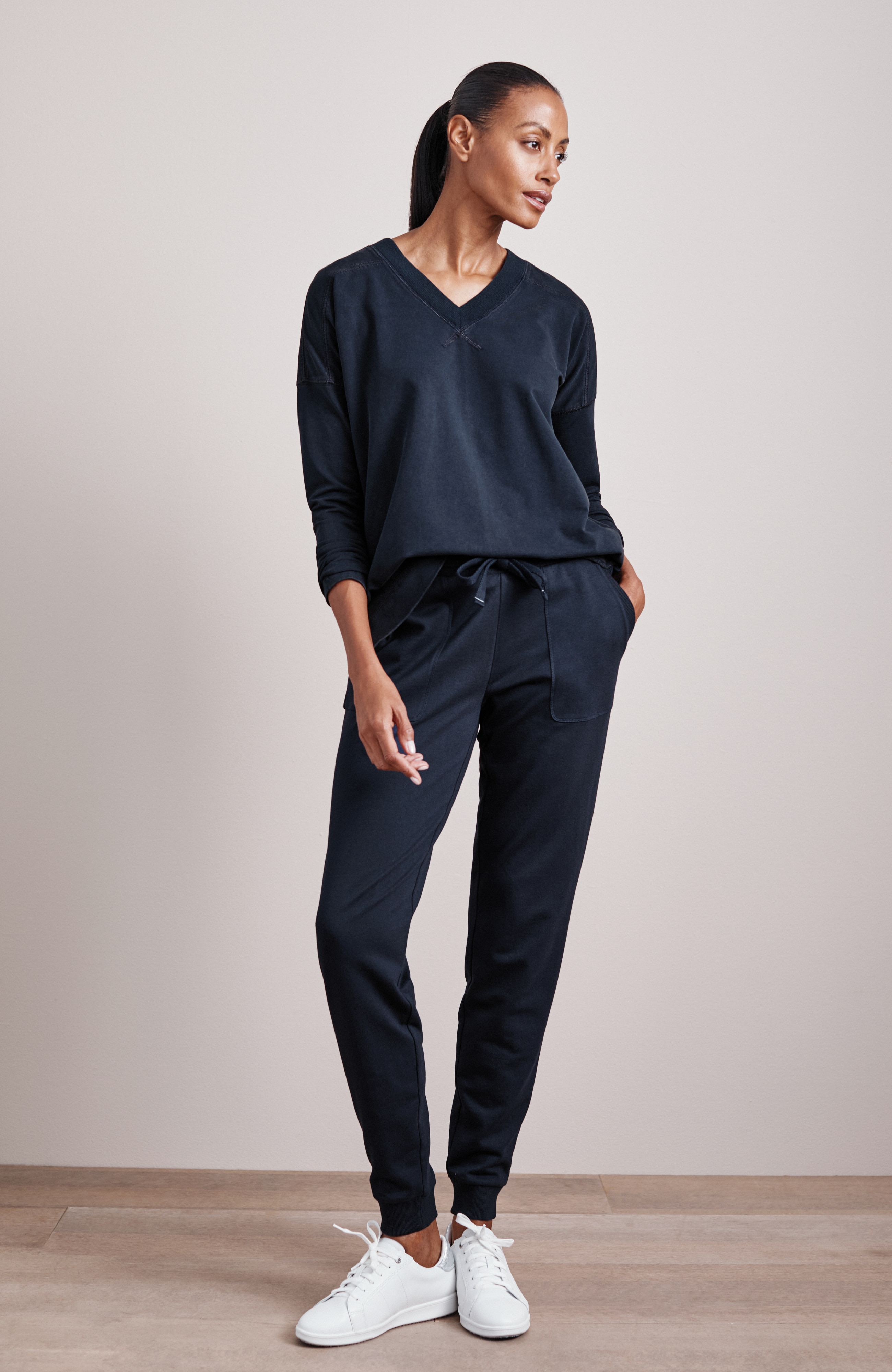 fit rib-trimmed joggers