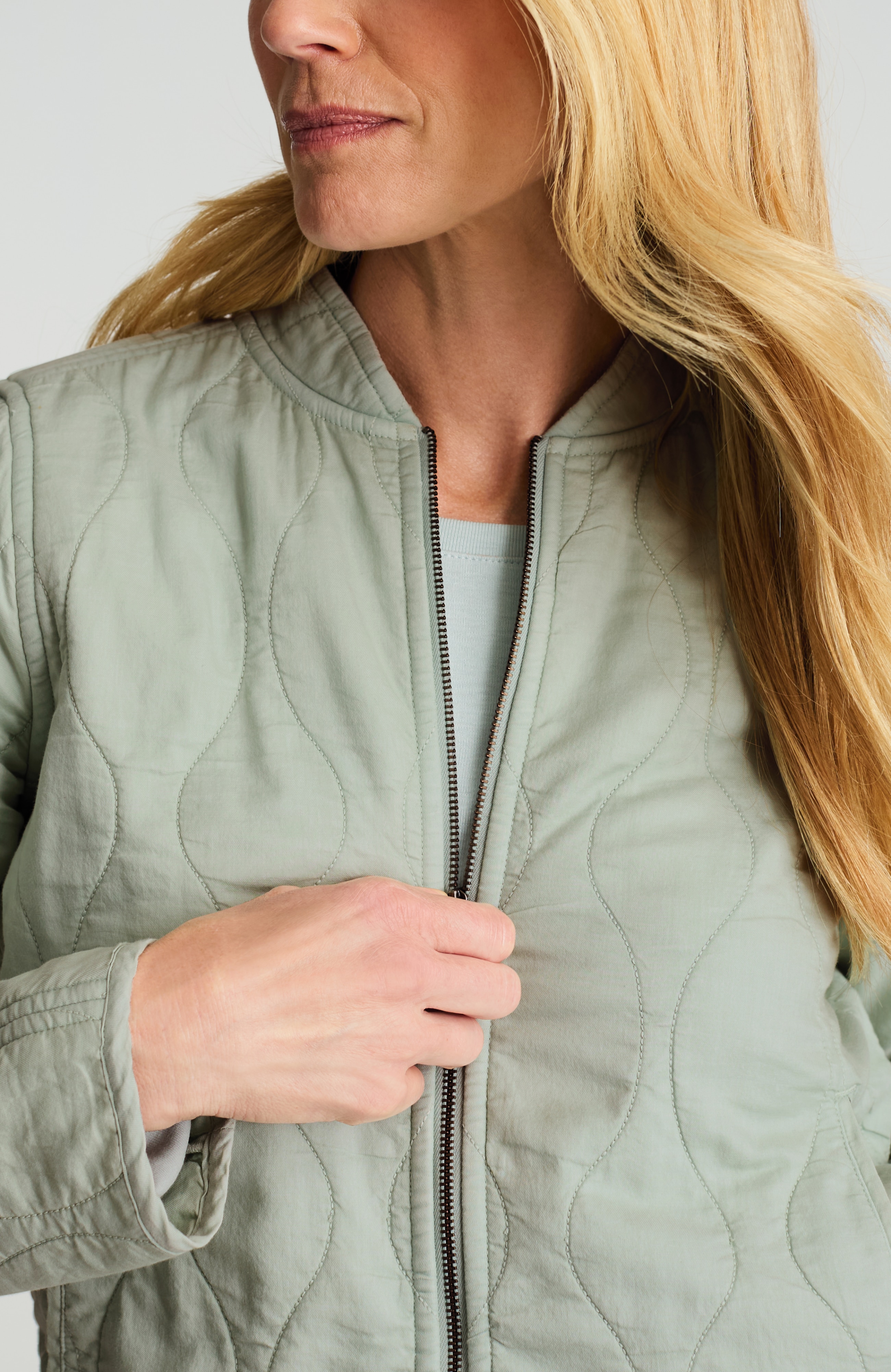 Garment-Dyed Quilted Zip-Front Jacket | JJill