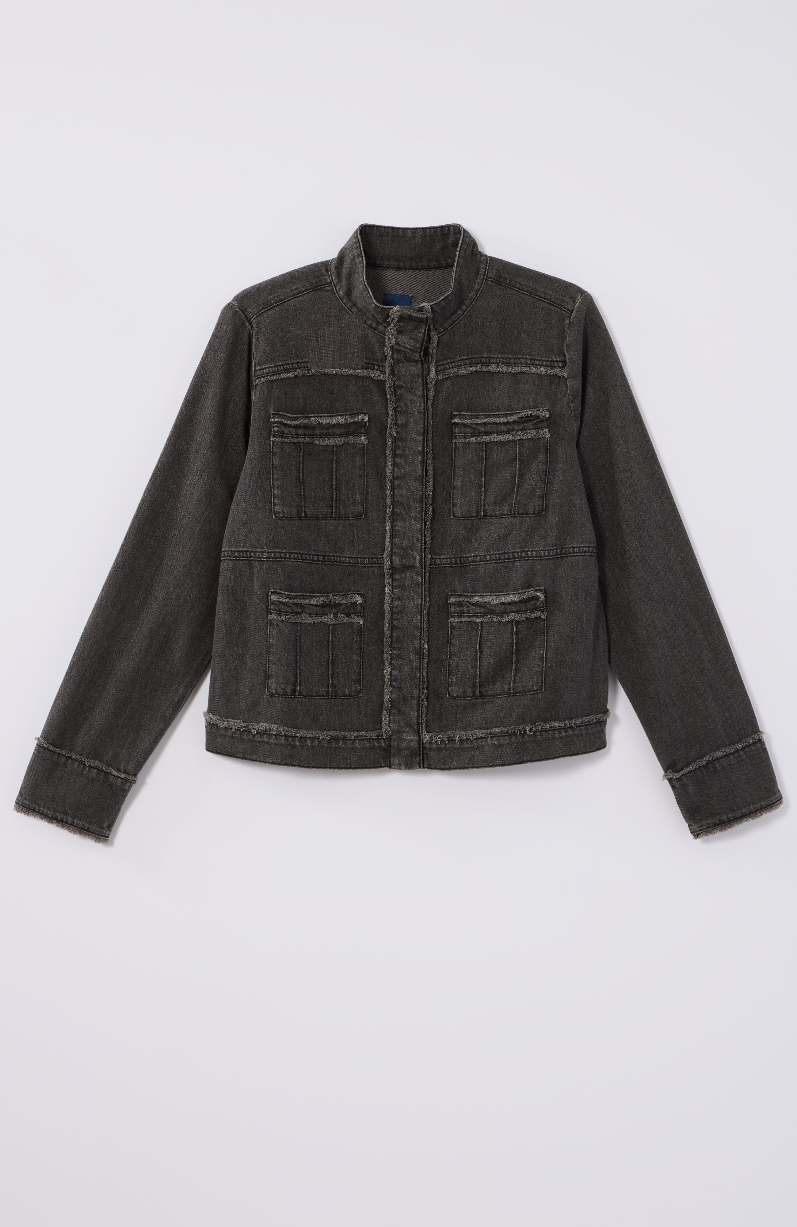 Fringed Denim Patch-Pocket Jacket | JJill
