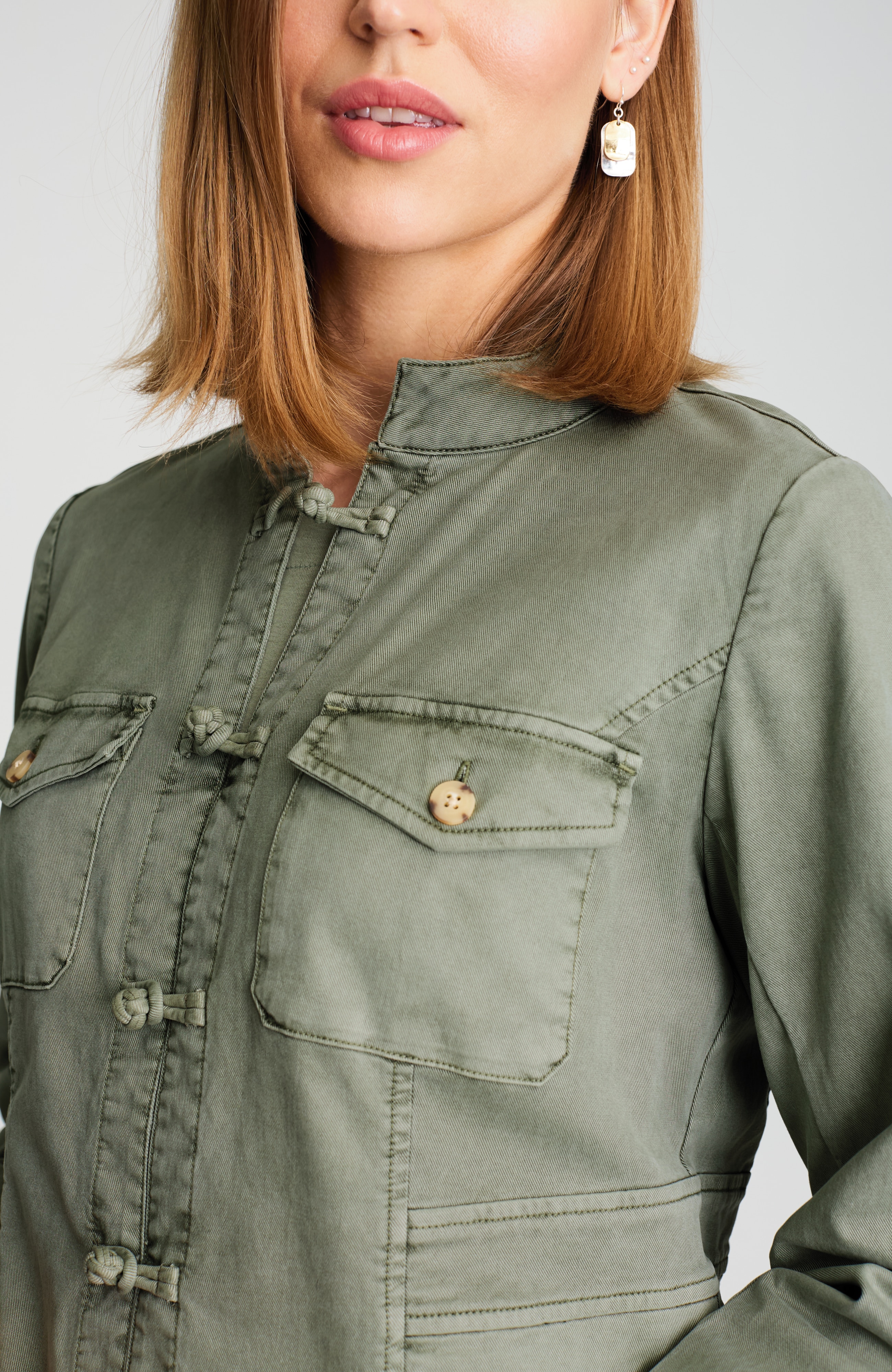 cotton-twill knot-button jacket