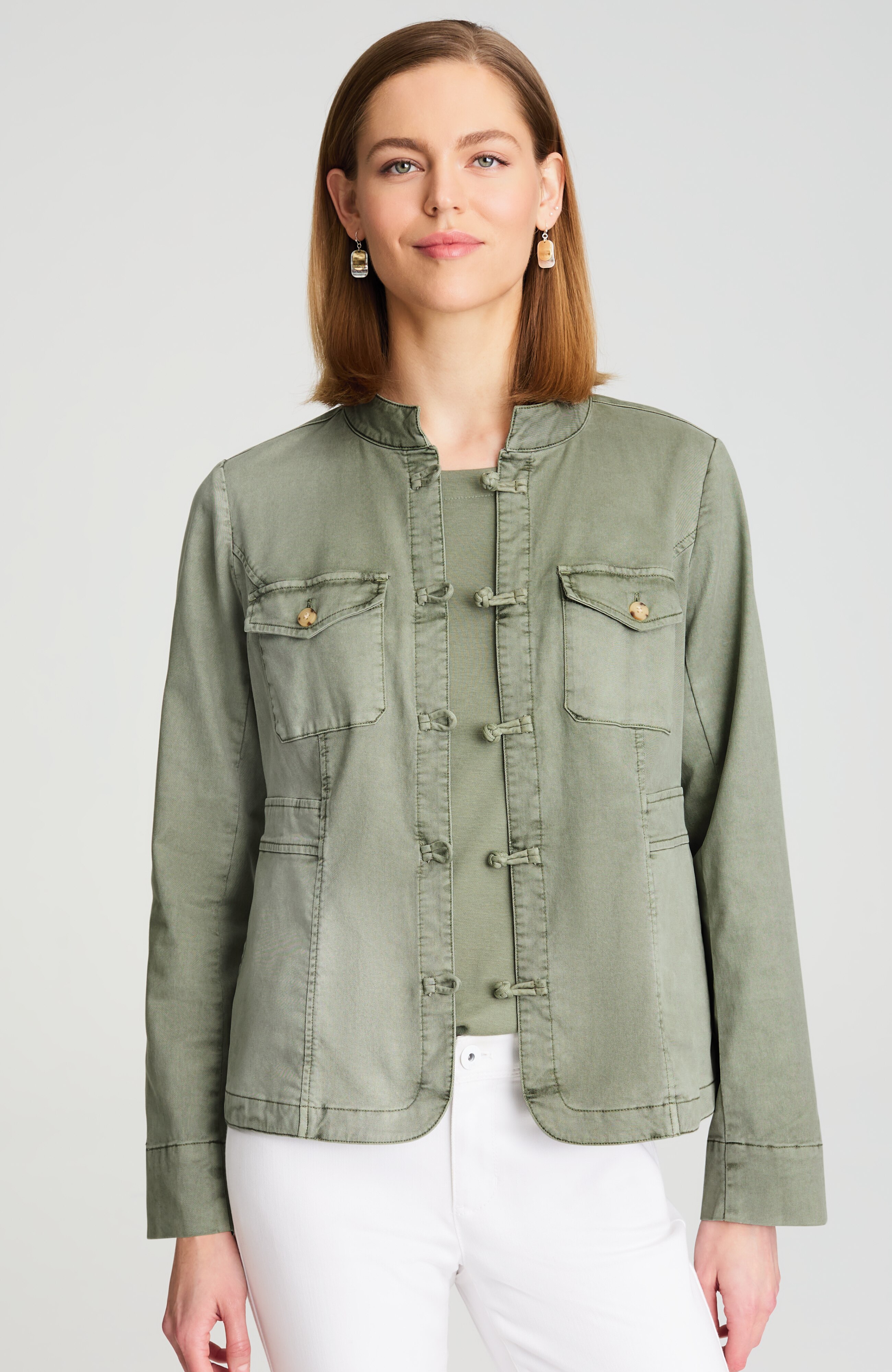 cotton-twill knot-button jacket