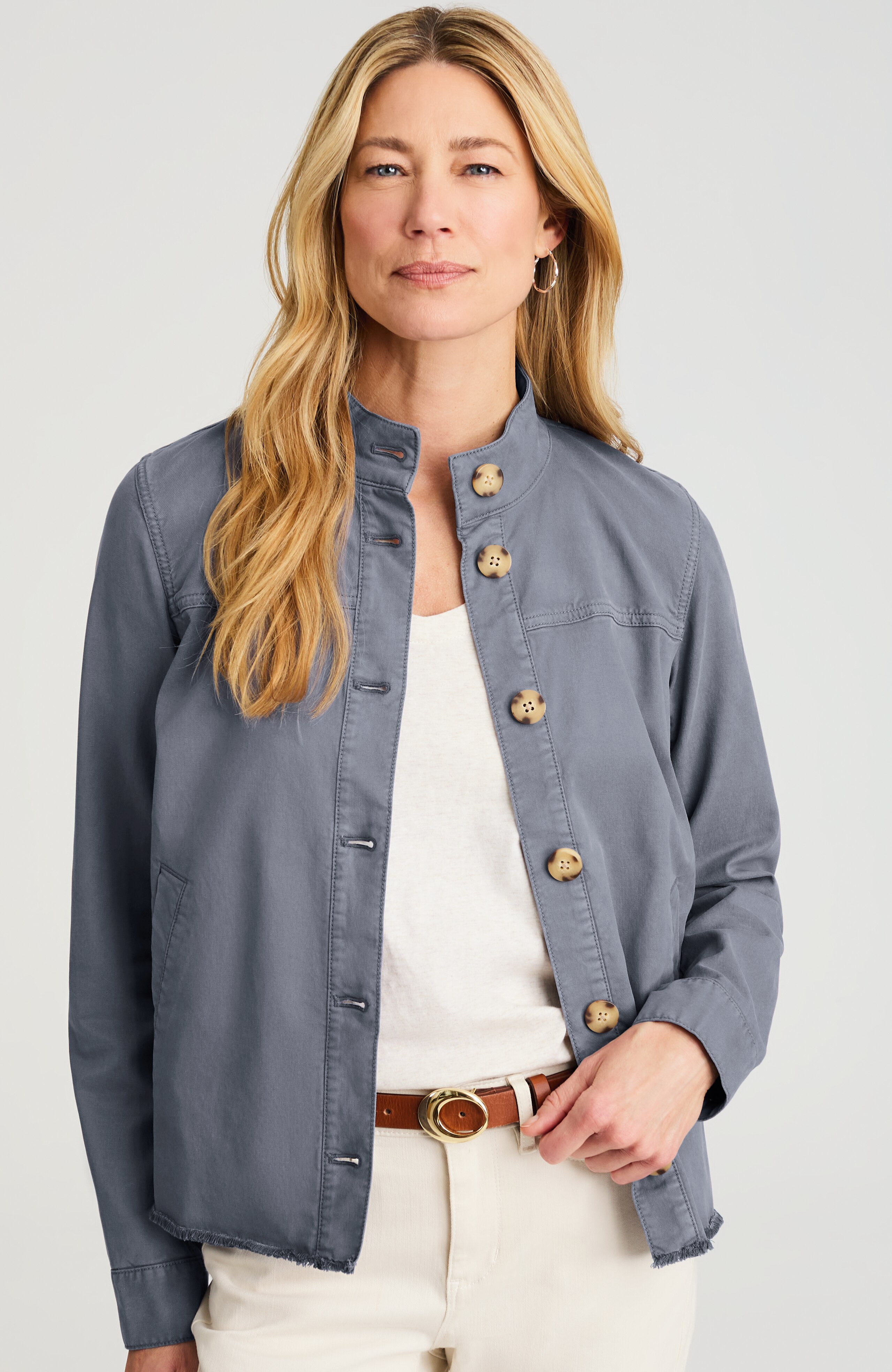 button-front swing jacket