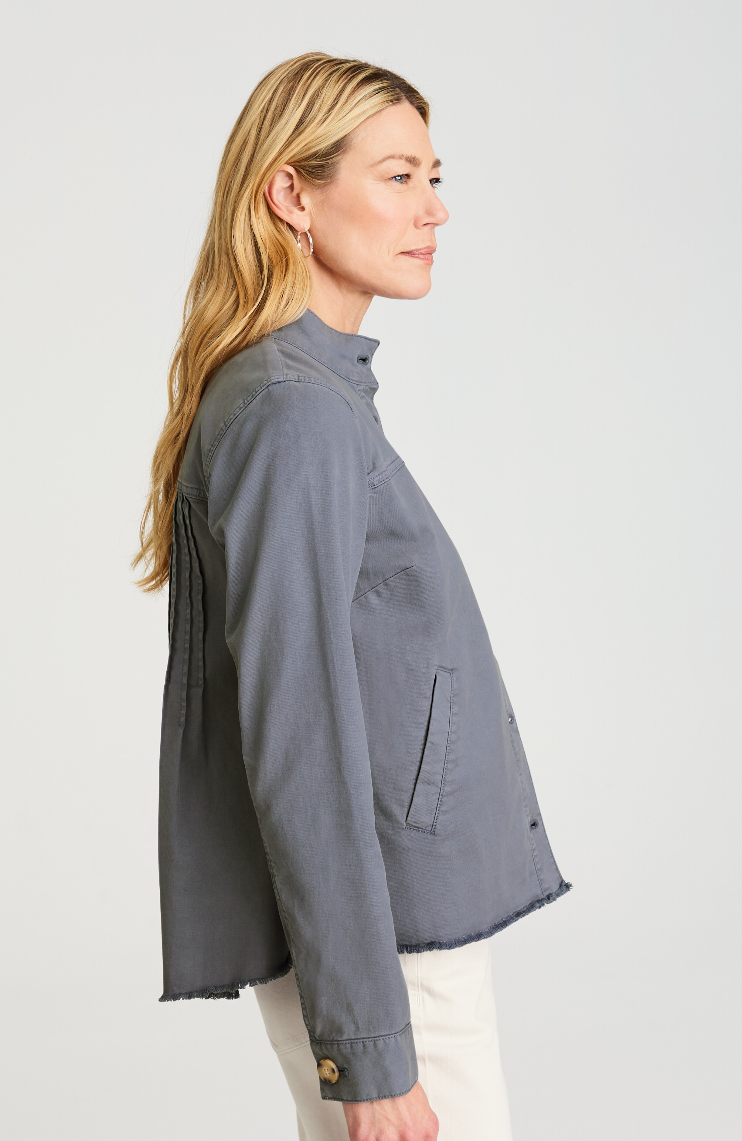 button-front swing jacket