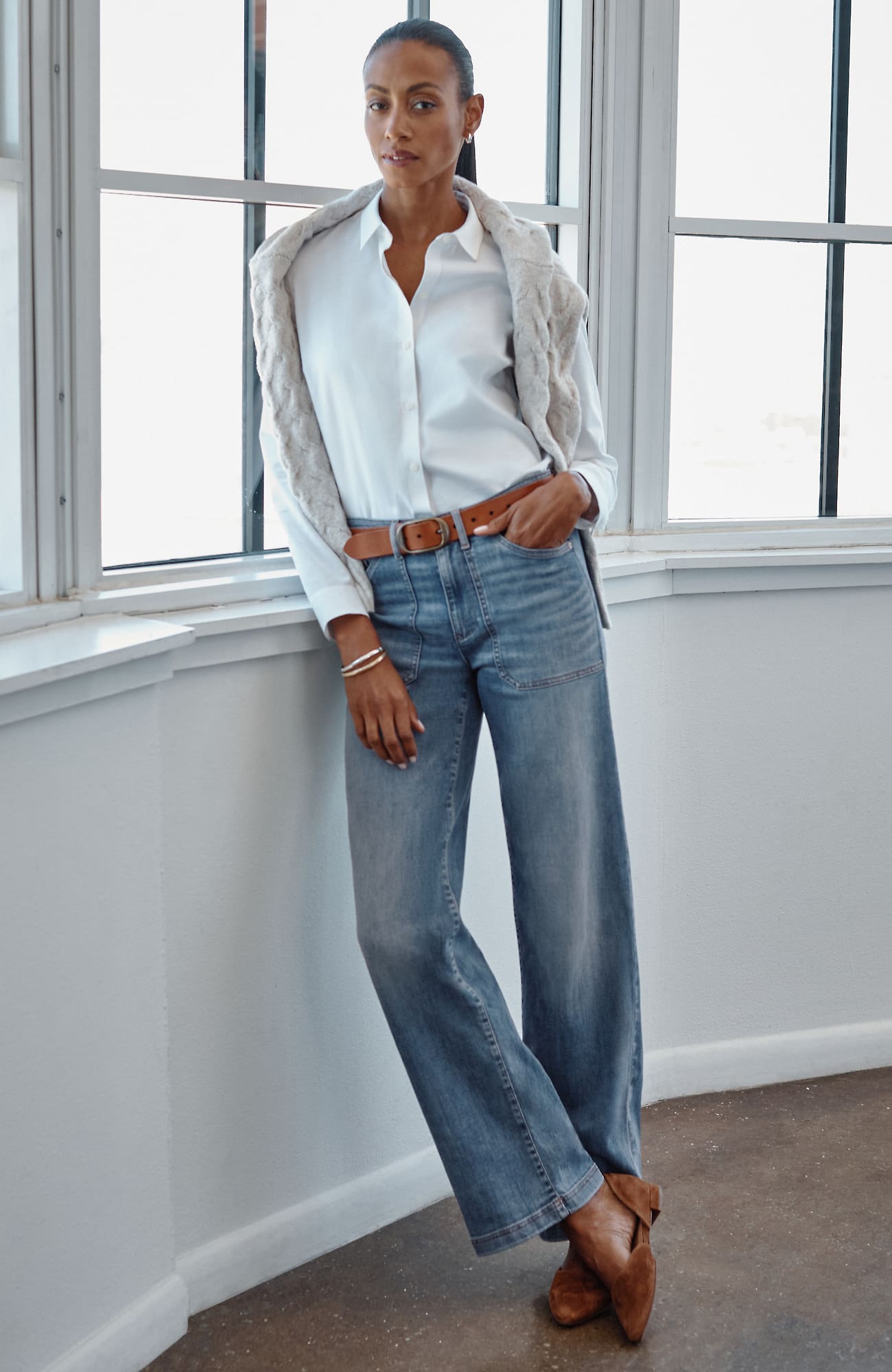 Jjill Petite High-rise Wide-leg Jeans In Cornelia Wash
