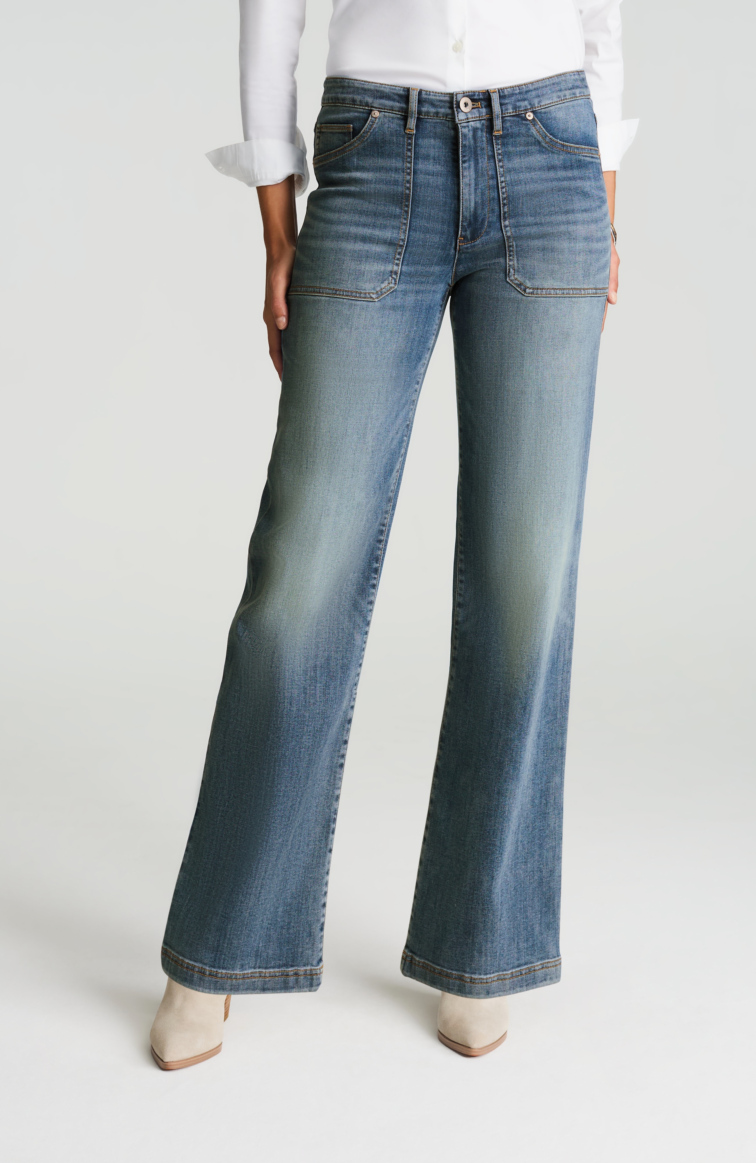 high-rise wide-leg jeans
