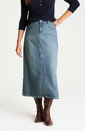 Image for Released-Hem Denim Maxi Skirt