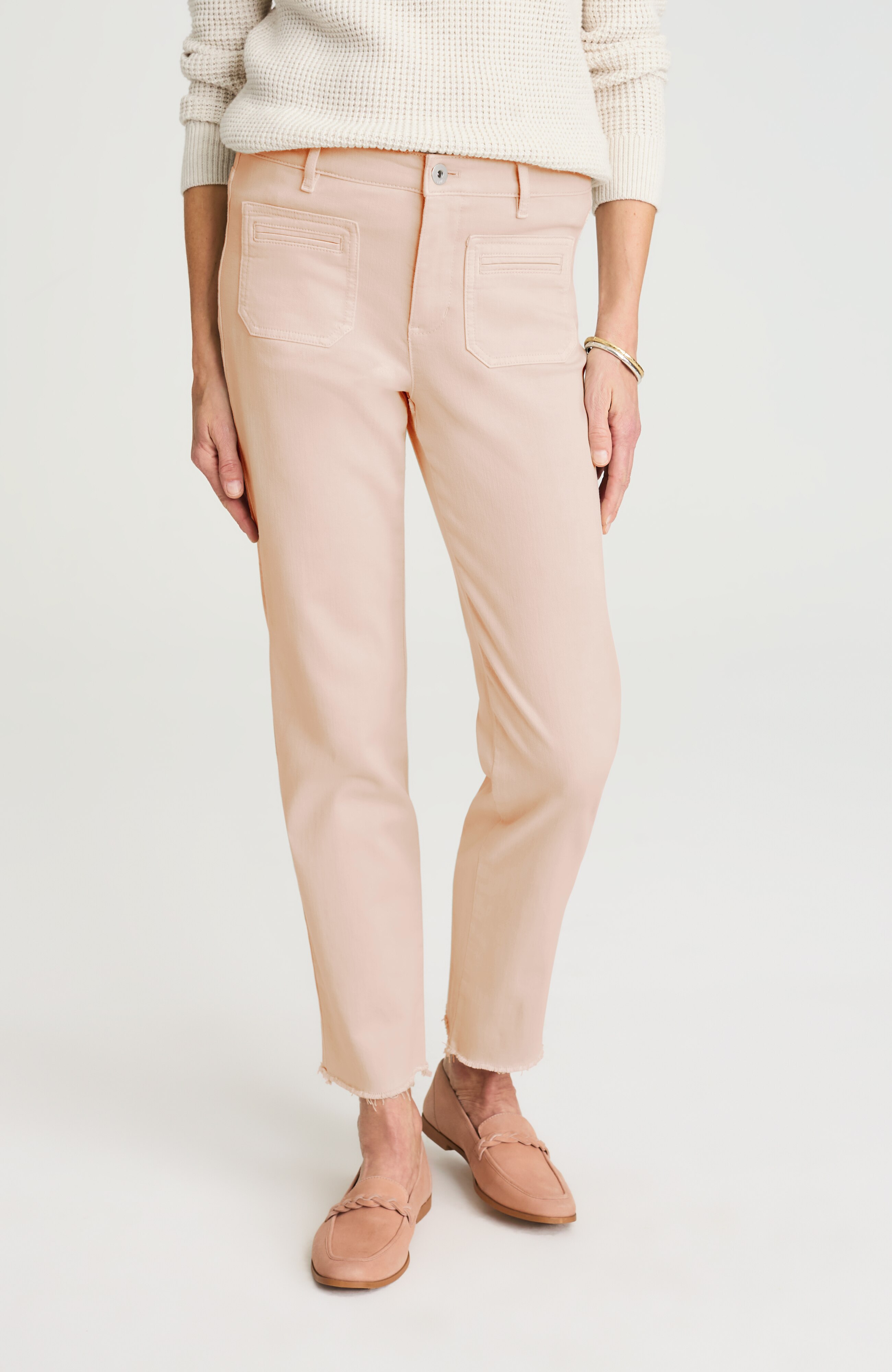 patch-pocket fringe-hem jeans