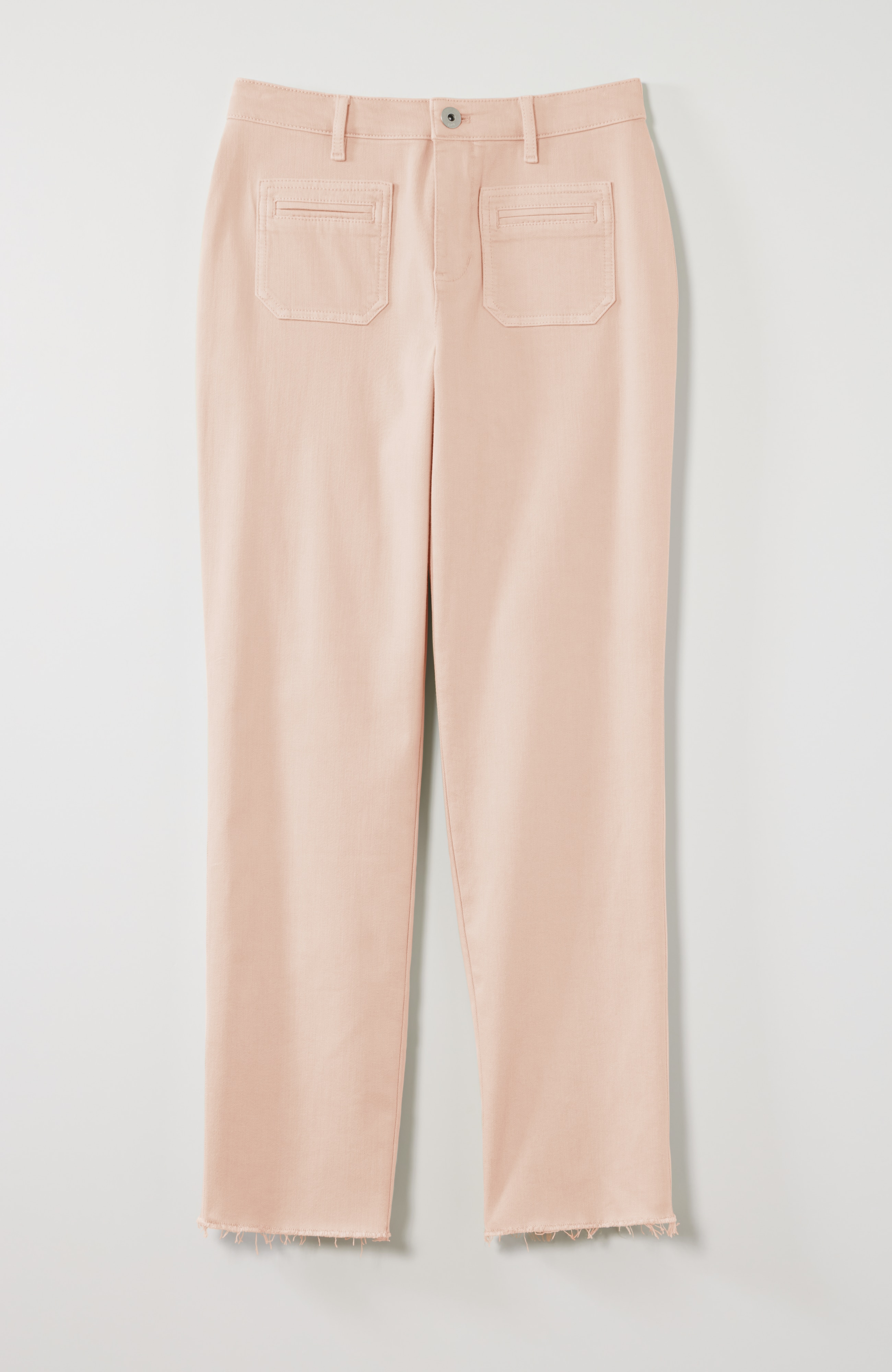 curvy-fit patch-pocket fringe-hem jeans