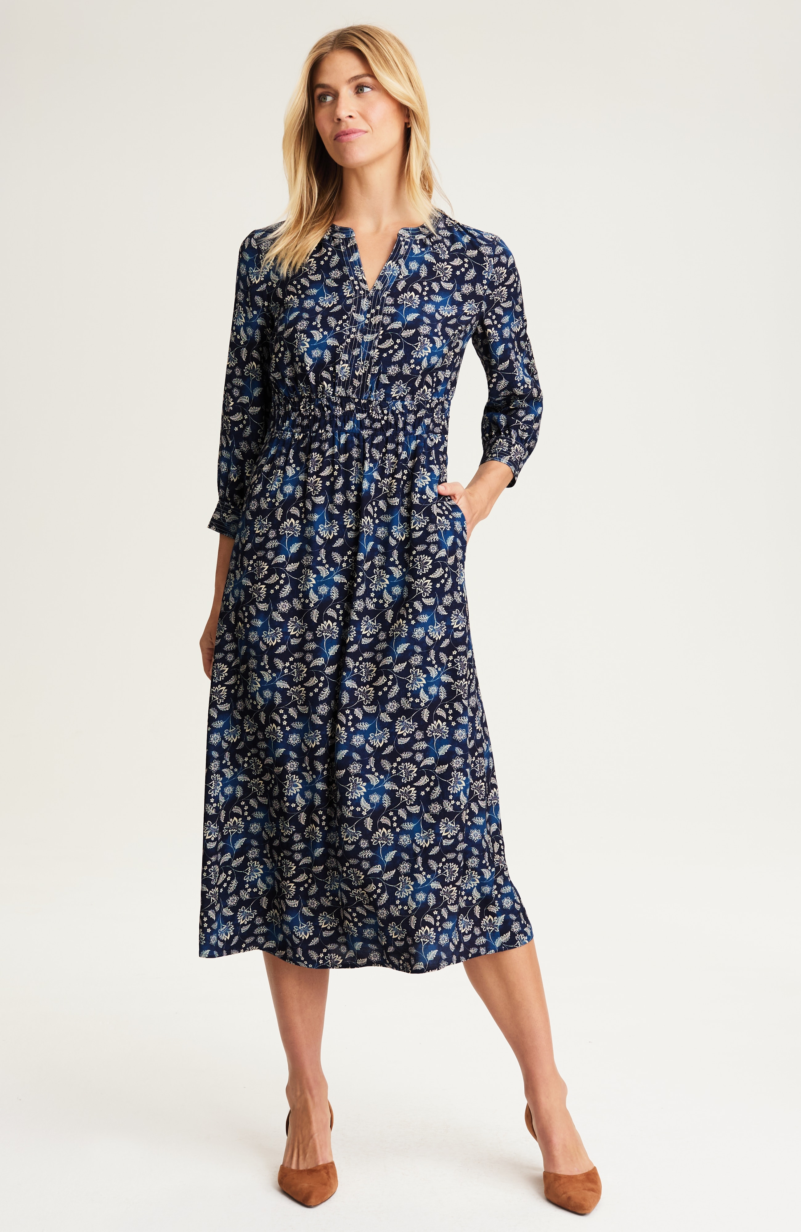 printed trapunto-stitched dress