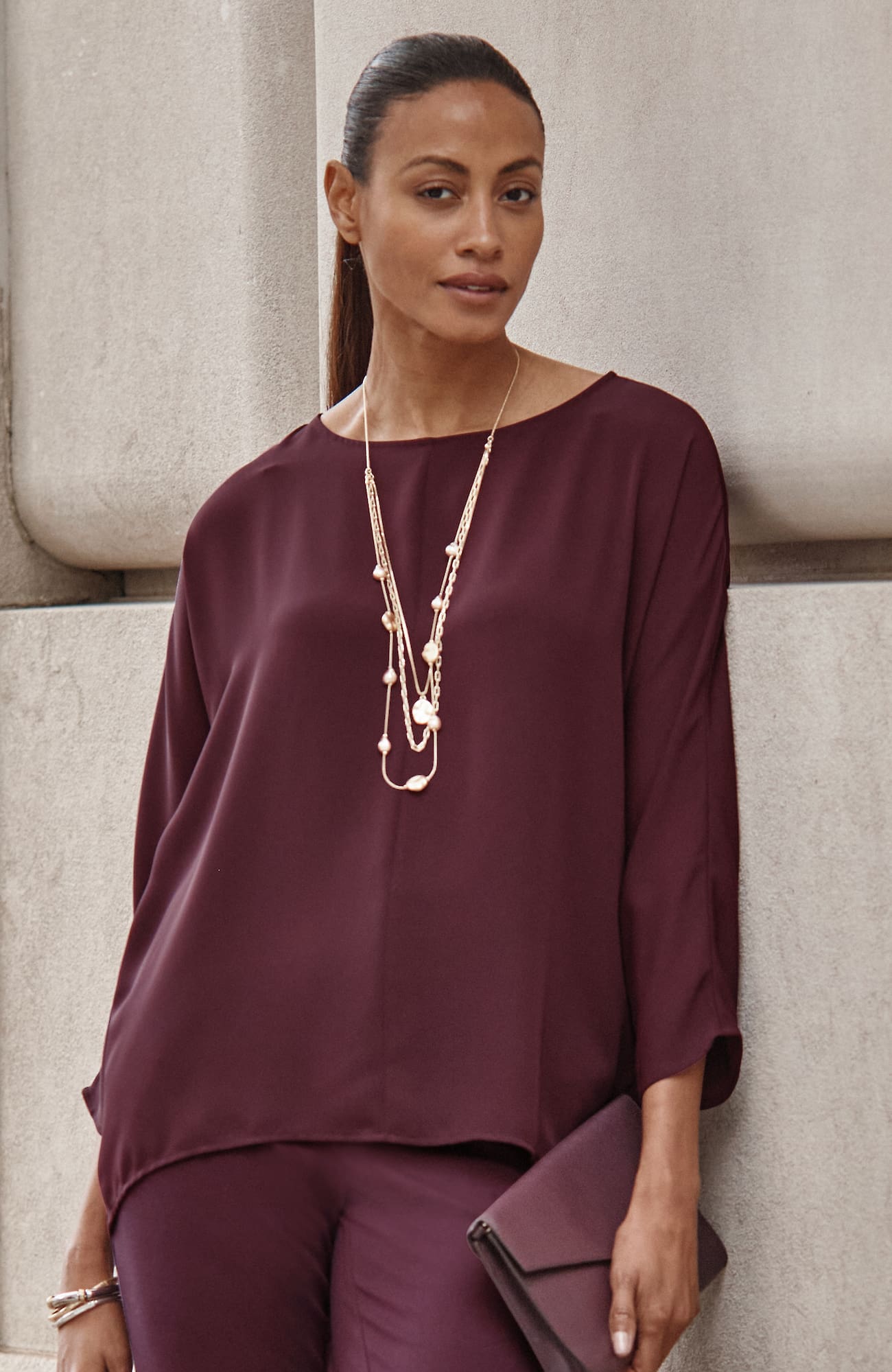 Women's Wearever Elliptical-Hem Blouse (Radicchio) (Size: S) J. Jill