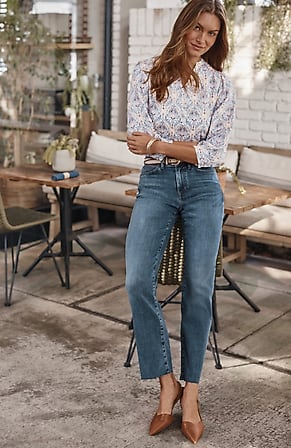 Image for Mid-Rise Straight-Leg Ankle Jeans