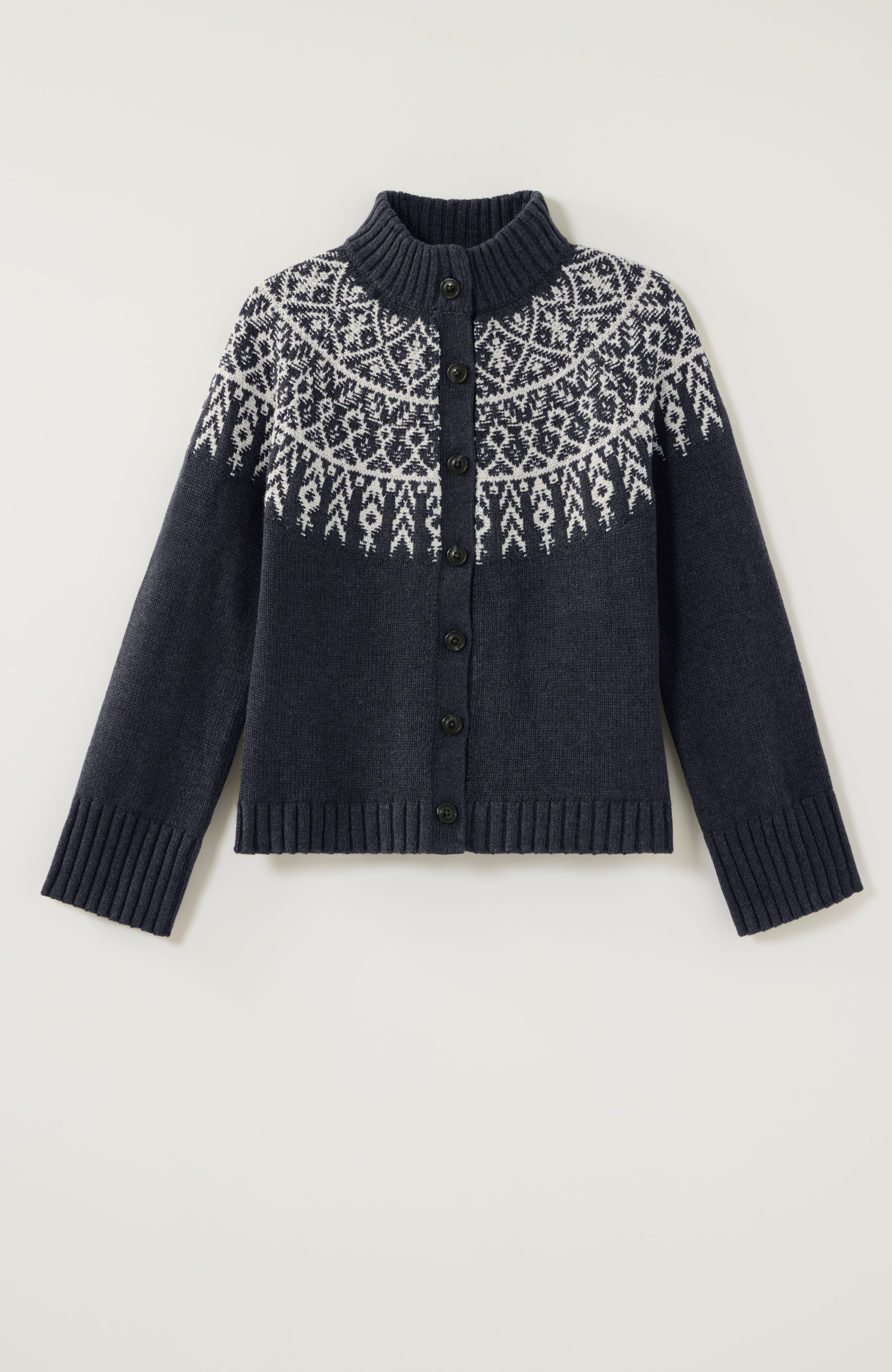 graphic fair isle cardi