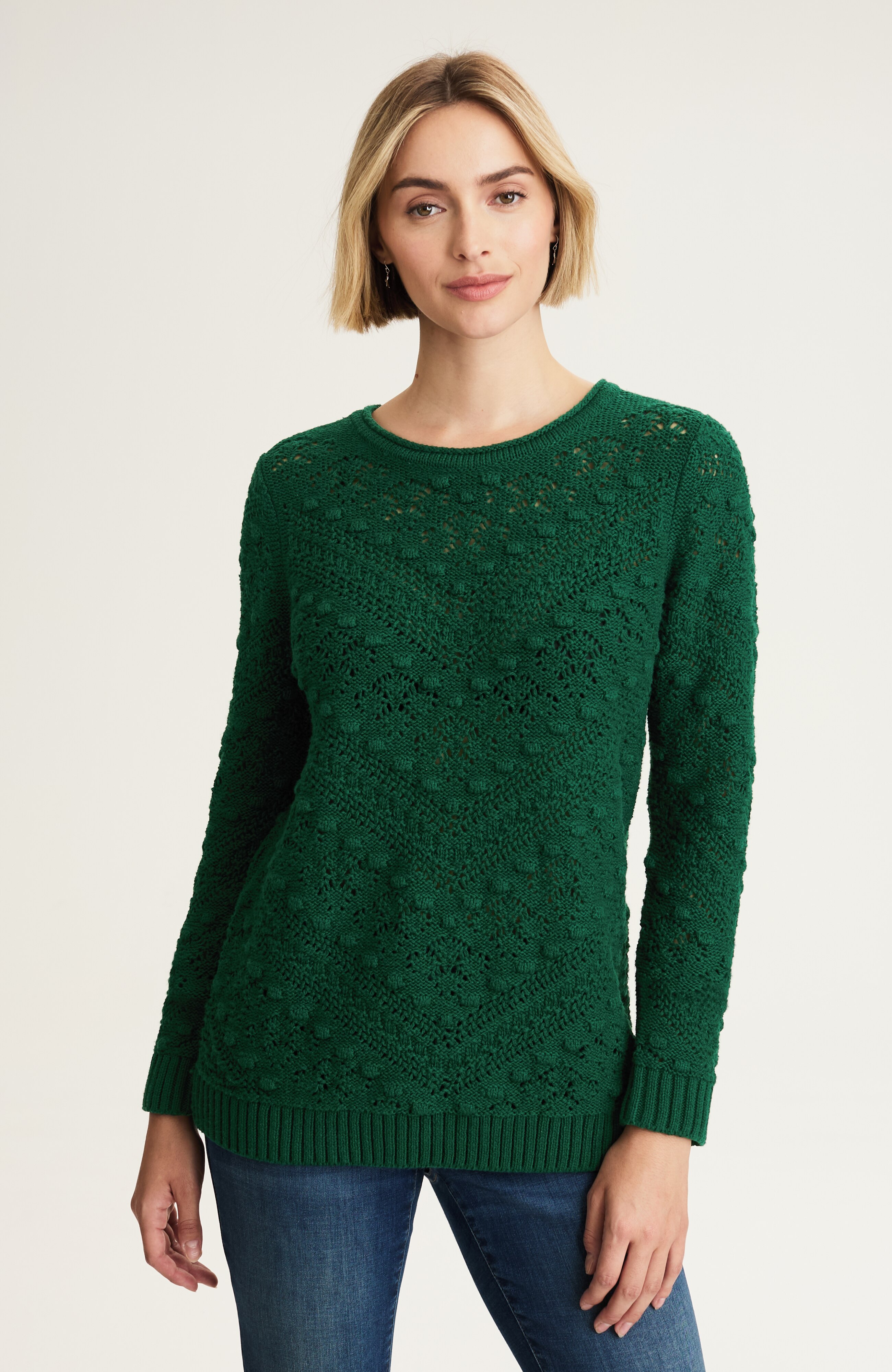 popcorn-stitched sweater