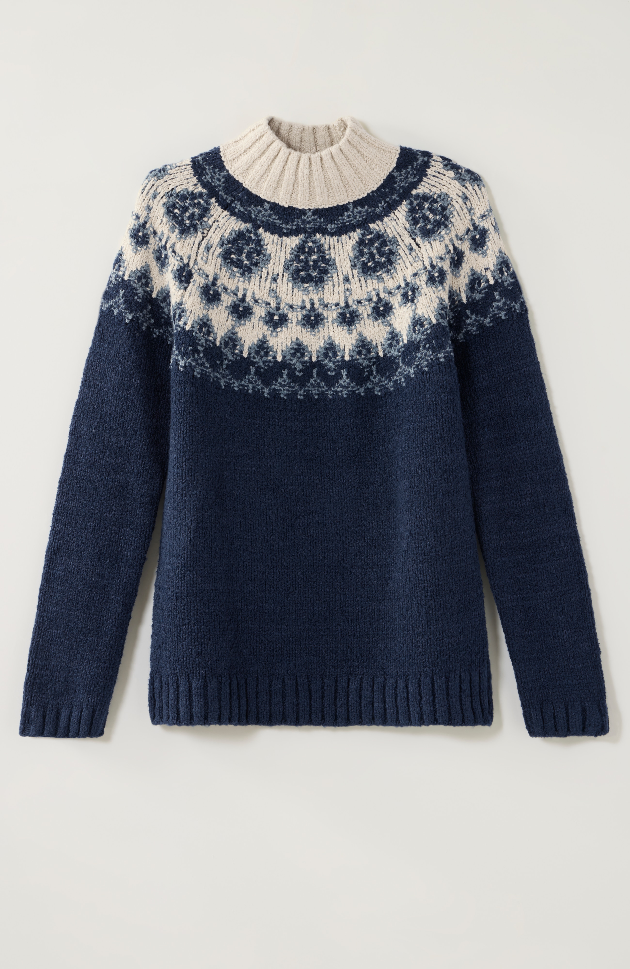 fair isle mock-neck sweater