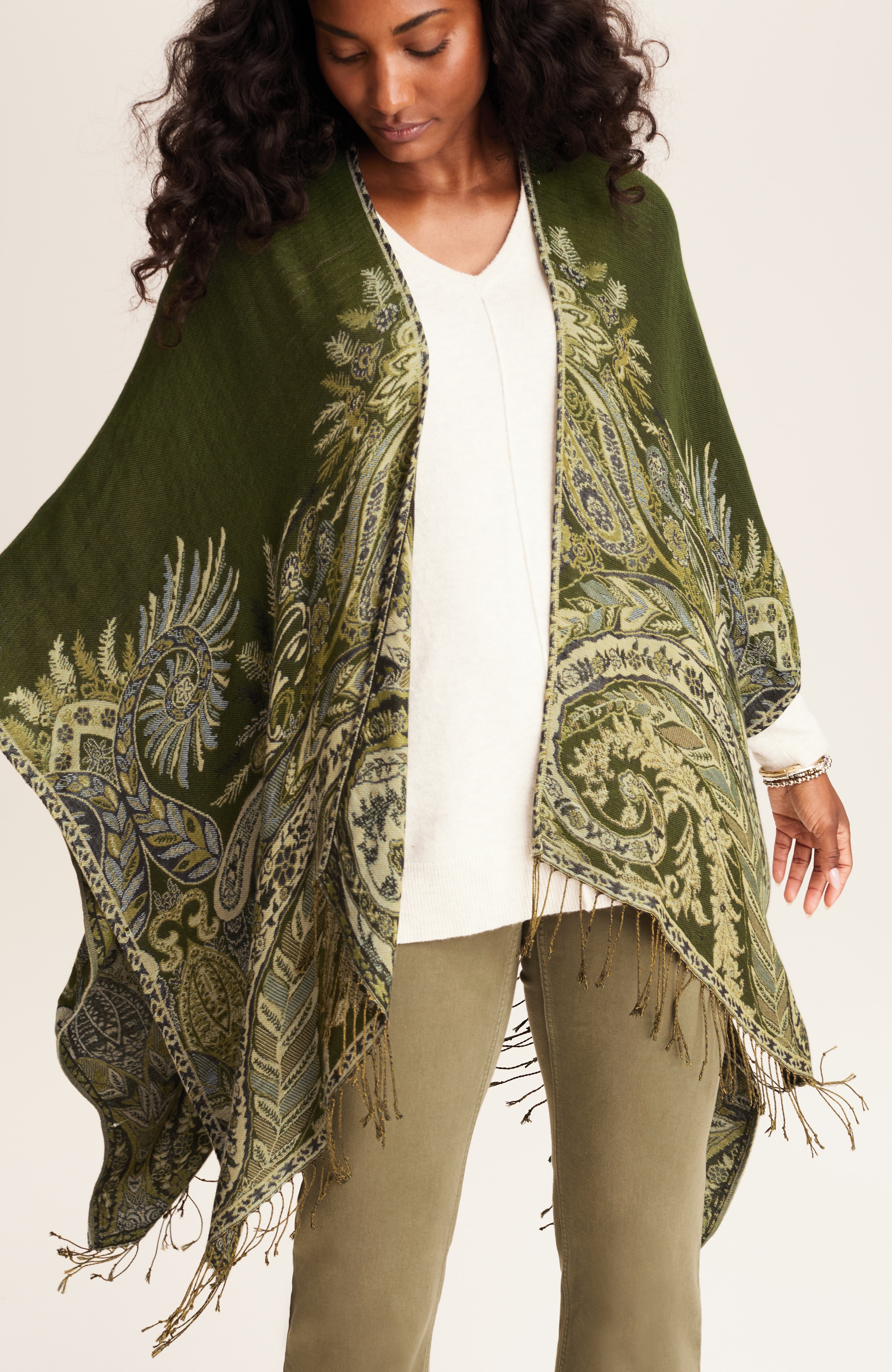 placed paisley ruana