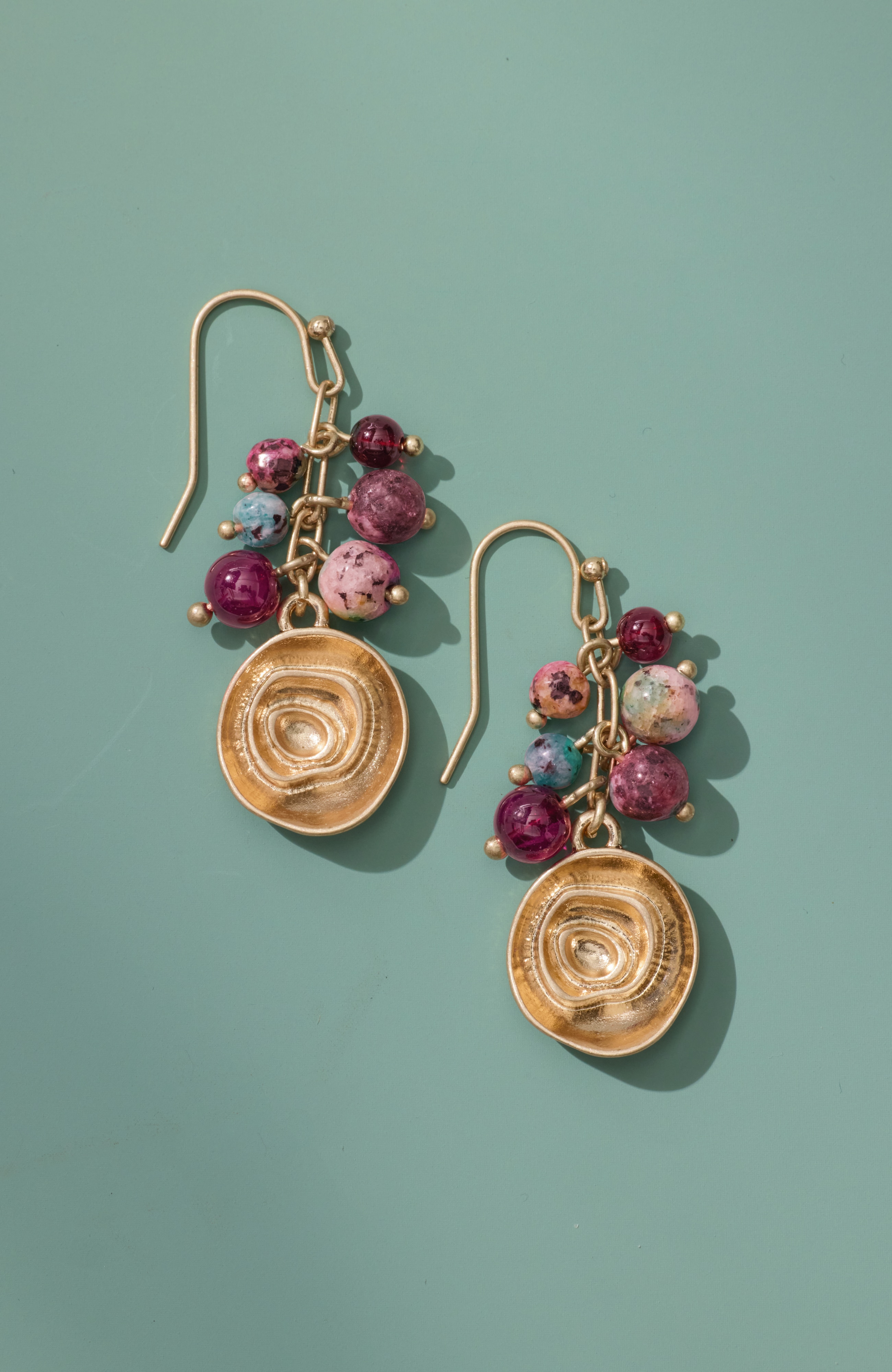 mixed-beads cluster earrings