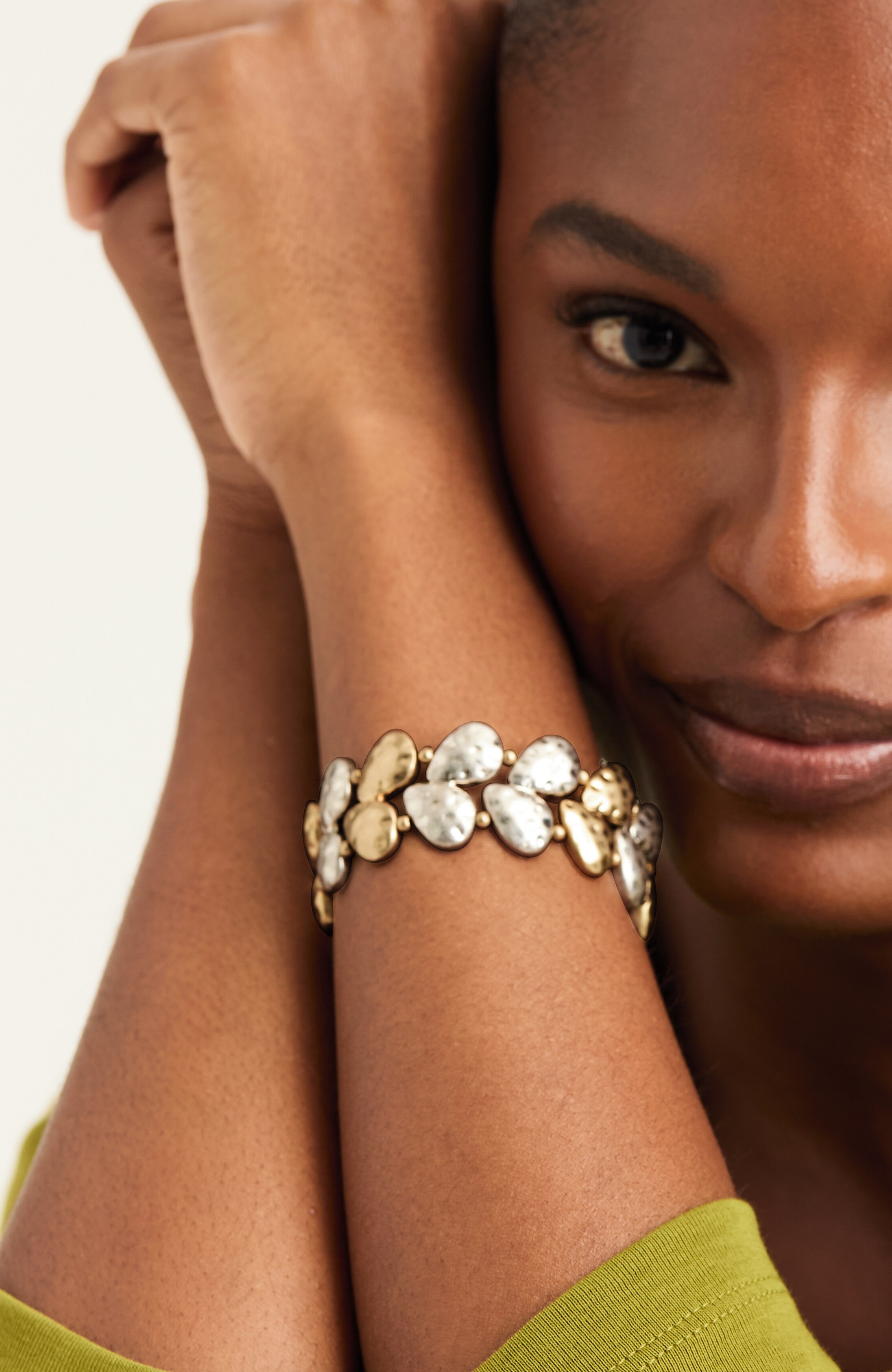 multi-metal stretch bracelet