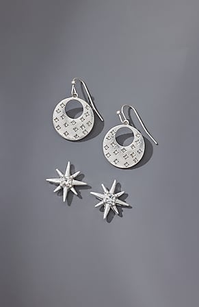 Image for Twinkling Silvertone Earring Set