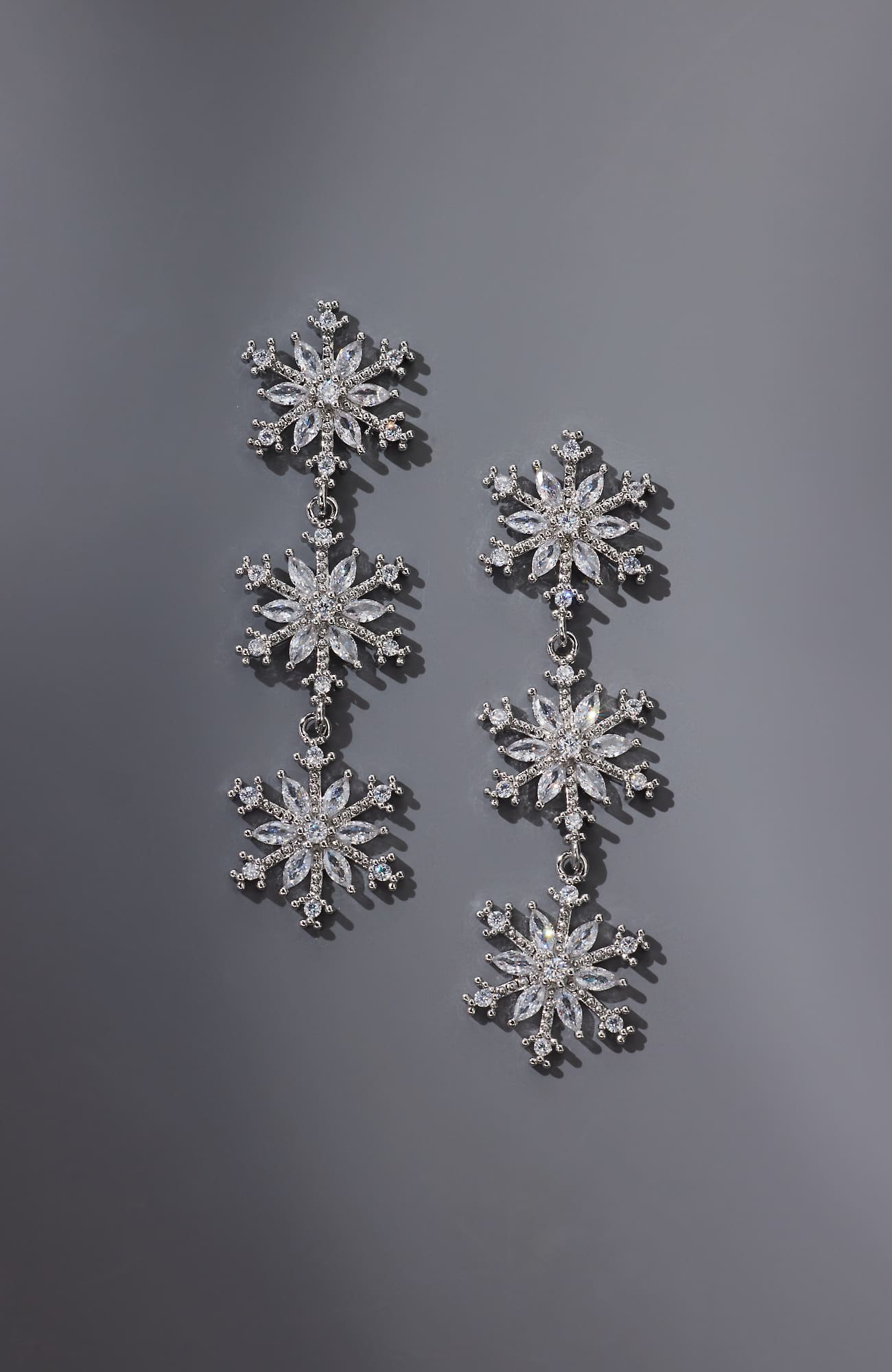 Jjill J.jill Stacked-snowflakes Earrings In Silver