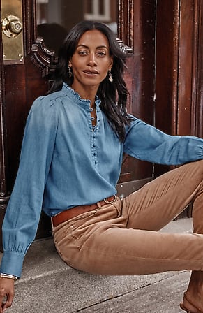 Image for Indigo Stand-Collar Top